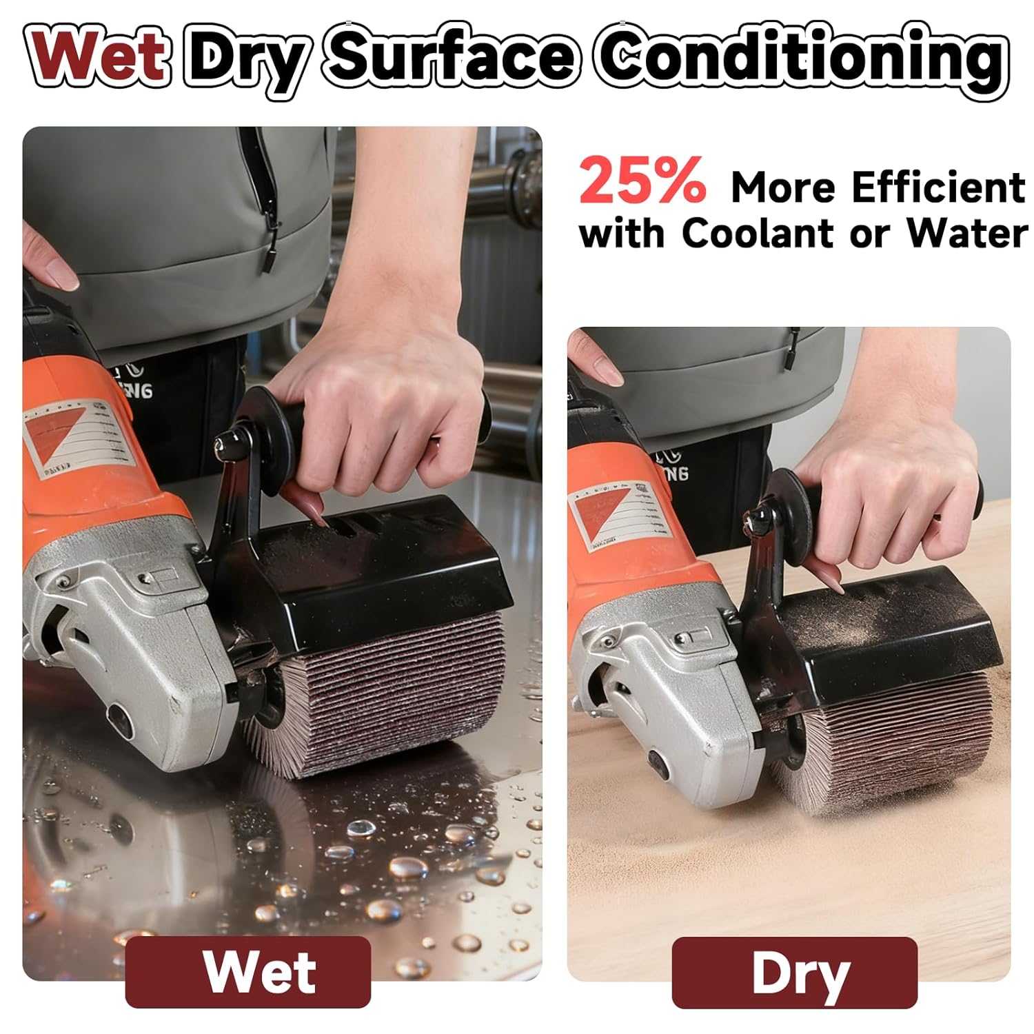 KQCXIK 4.7" x 4" Surface Conditioning Tool, 120 grit Emery Cloth Wire Drawing Wheel for Burnishing Machines, Fast Heat Dissipation Abrasive Drum for Polishing Metal, Wood, Plastic - Image 3