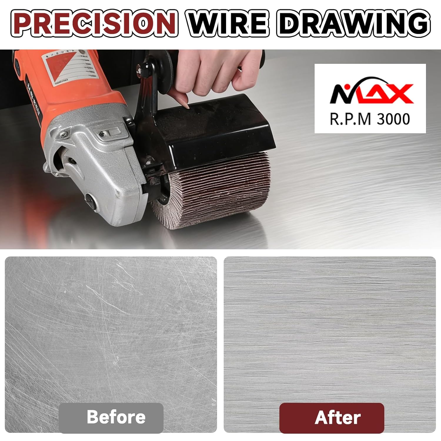 KQCXIK 4.7" x 4" Surface Conditioning Tool, 120 grit Emery Cloth Wire Drawing Wheel for Burnishing Machines, Fast Heat Dissipation Abrasive Drum for Polishing Metal, Wood, Plastic - Image 4