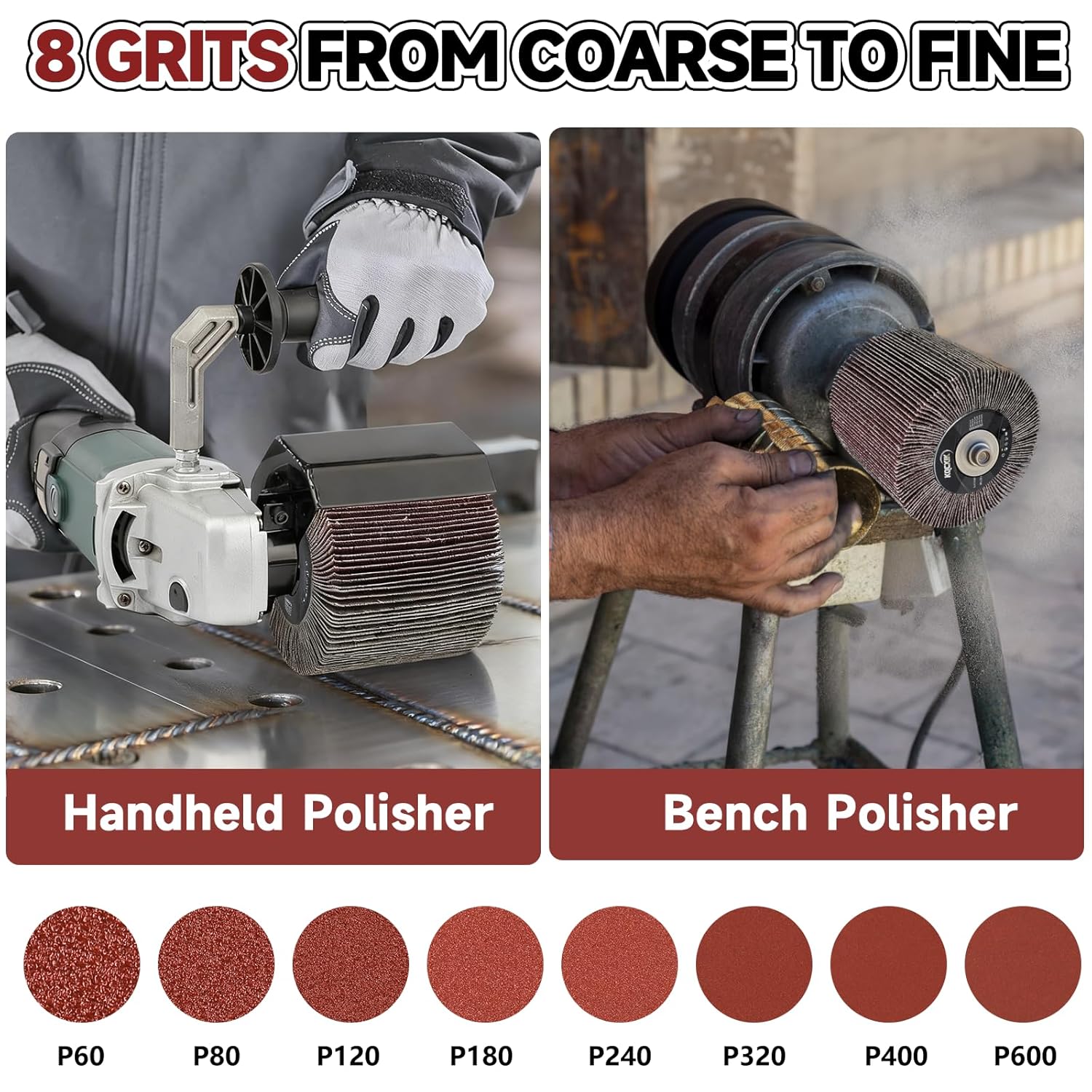 KQCXIK 4.7" x 4" Surface Conditioning Tool, 120 grit Emery Cloth Wire Drawing Wheel for Burnishing Machines, Fast Heat Dissipation Abrasive Drum for Polishing Metal, Wood, Plastic - Image 5