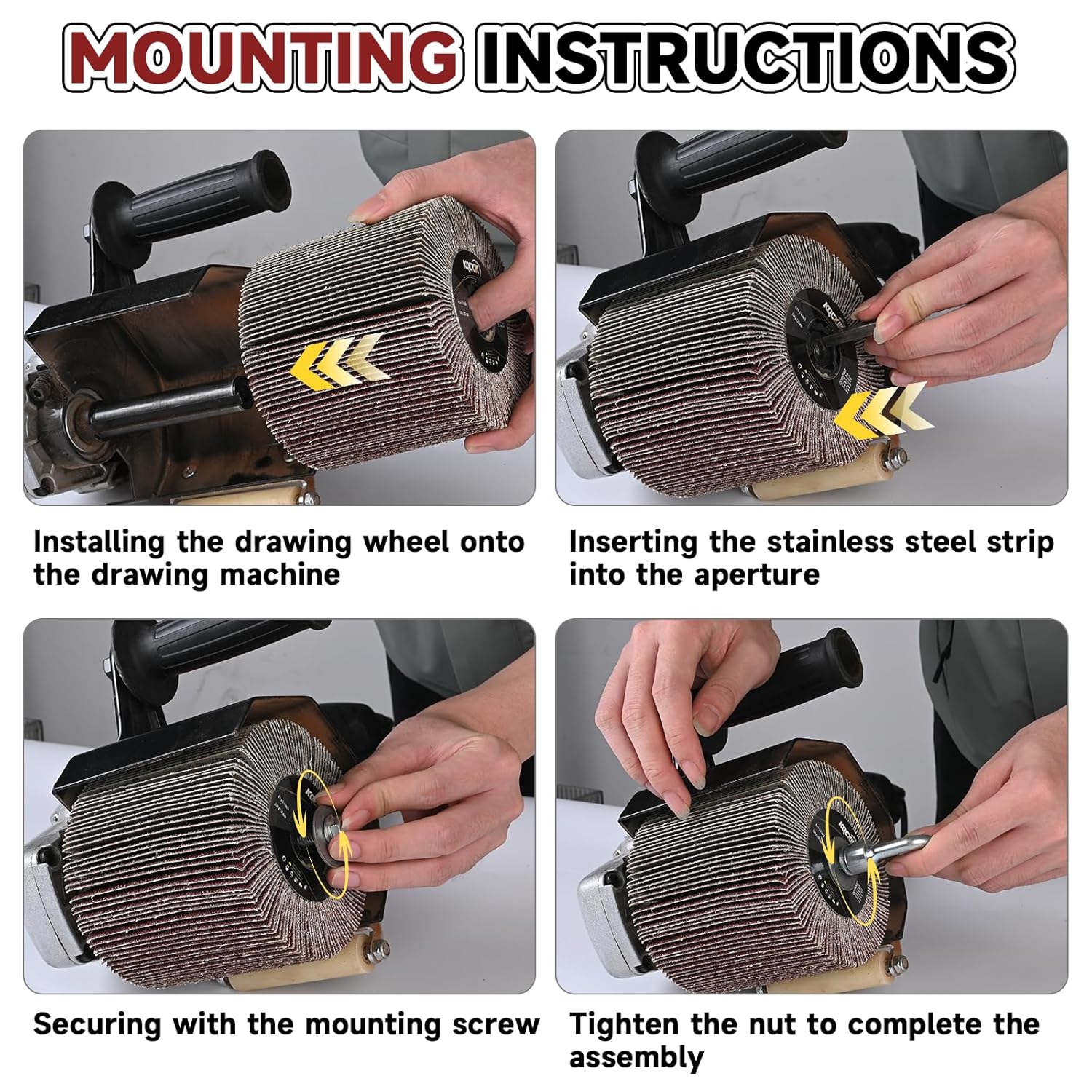 KQCXIK 4.7" x 4" Surface Conditioning Tool, 120 grit Emery Cloth Wire Drawing Wheel for Burnishing Machines, Fast Heat Dissipation Abrasive Drum for Polishing Metal, Wood, Plastic - Image 6