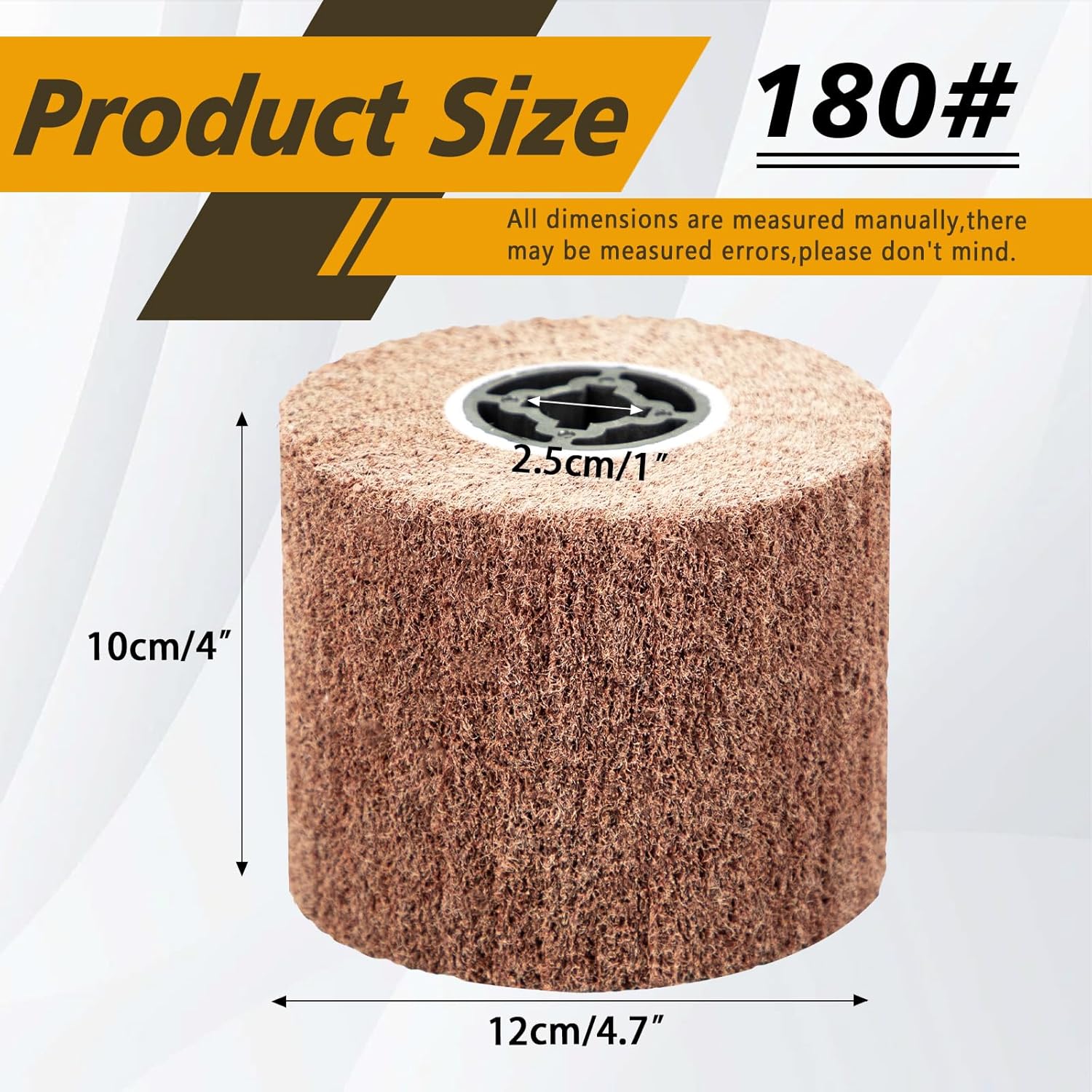 SALI Non Woven Wire Abrasive Drawing Polishing Burnishing Wheel Flap Brush Wire Brush Drum Surface Conditioning Tool for Metal Surface Polishing Grinding Removing Rust 120x100x19mm (180 Grit)