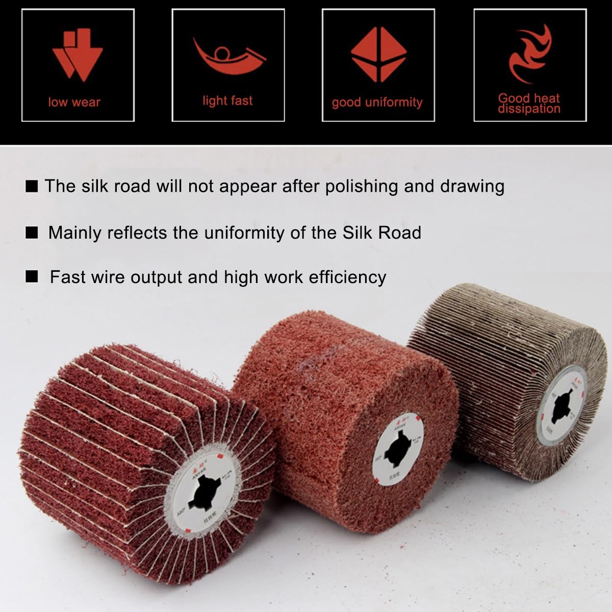 3PCS Metal Grinding and Polishing Wheel Set - Wire Drawing, Wheel Polishing, Scouring Pad Wheel for Surface Finishing(180grit) - Image 2