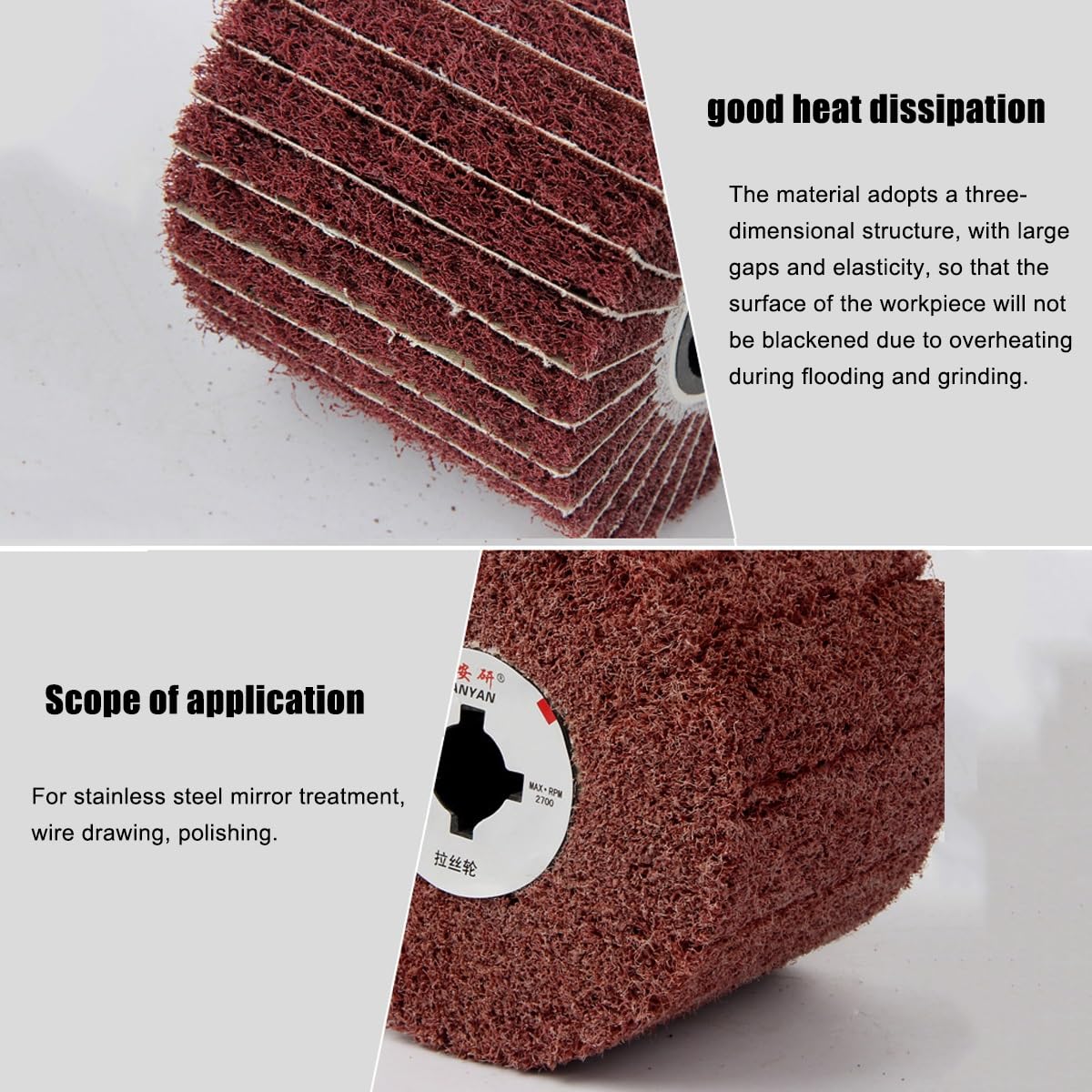 3PCS Metal Grinding and Polishing Wheel Set - Wire Drawing, Wheel Polishing, Scouring Pad Wheel for Surface Finishing(180grit) - Image 4