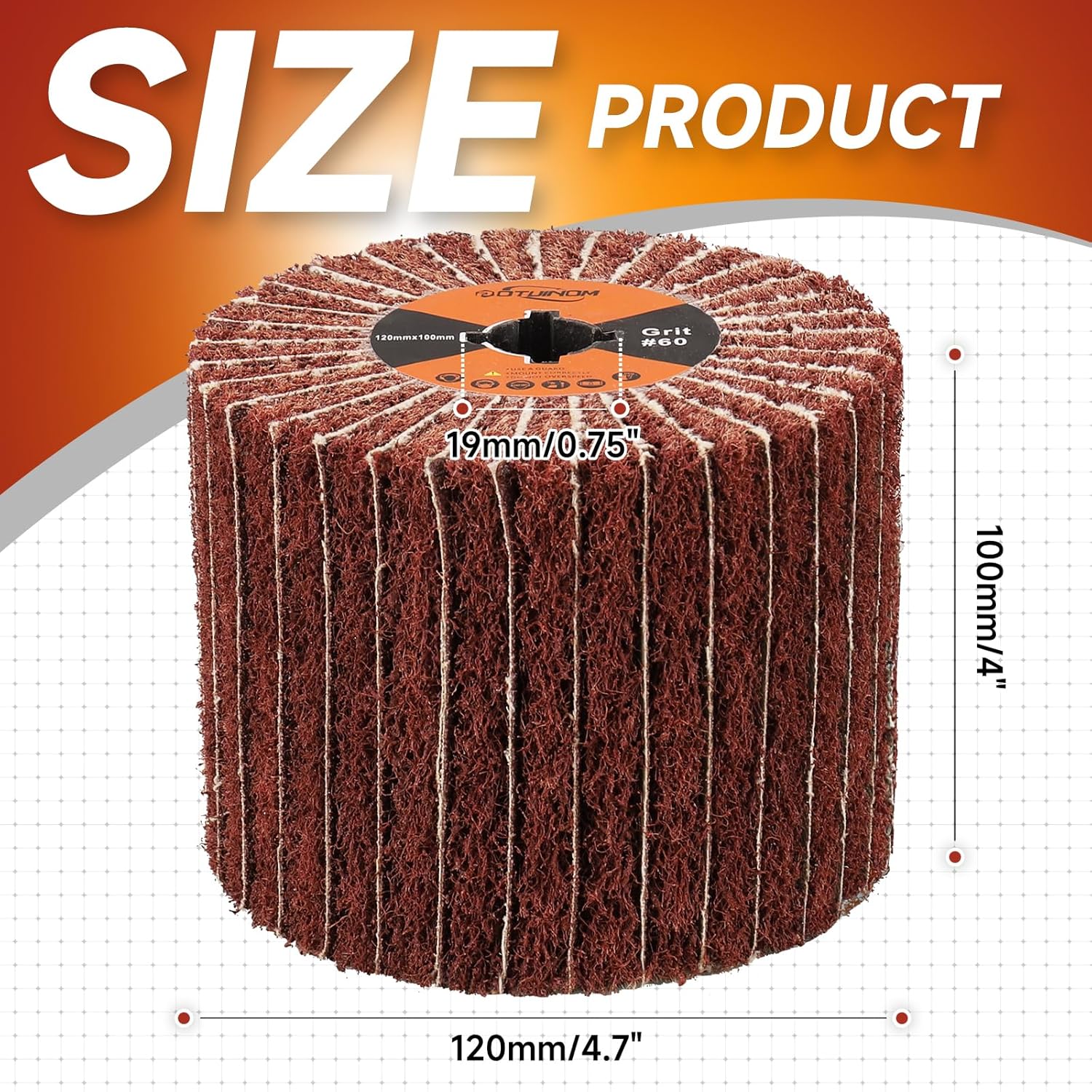 Non-Woven Wheel Surface Conditioning Tool, 60 Grit 120 x 100 x 19 mm Abrasive Drawing Polishing Wheel with Sandpaper for Wood Metal Burnishing Wheel 4.7"x 4"