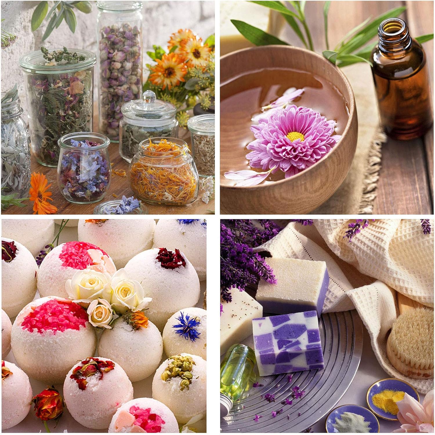 16 Bags Dried Flowers,100% Natural Dried Flowers Herbs Kit for Soap Making, DIY Candle Making,Bath - Include Rose Petals,Lavender,Don't Forget Me,Lilium,Jasmine,Rosebudsand More - Image 3