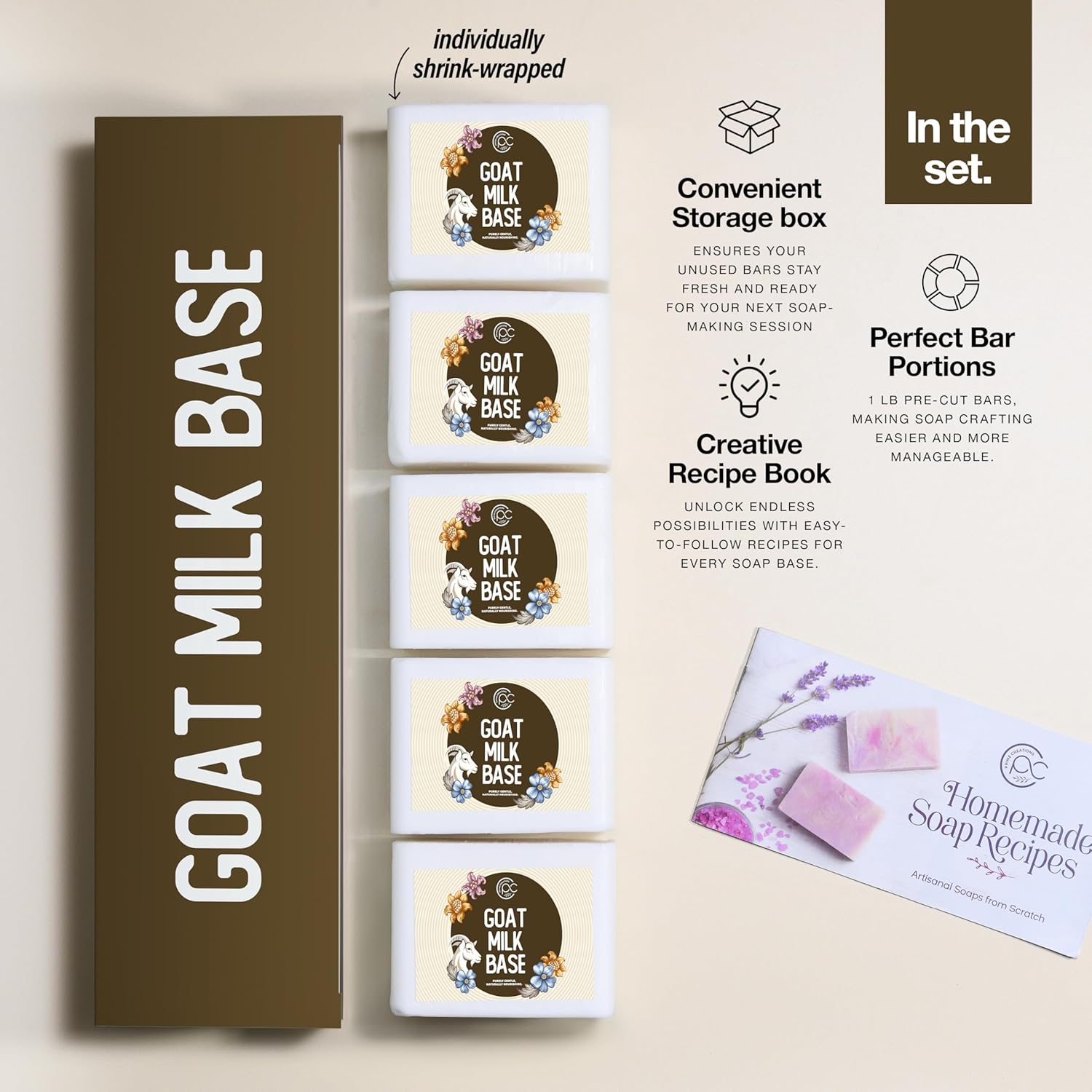 Soap Base for soap making supplies melt and pour soap base for DIY crafting moisturizing glycerin 5 LB, Unscented - Goat Milk