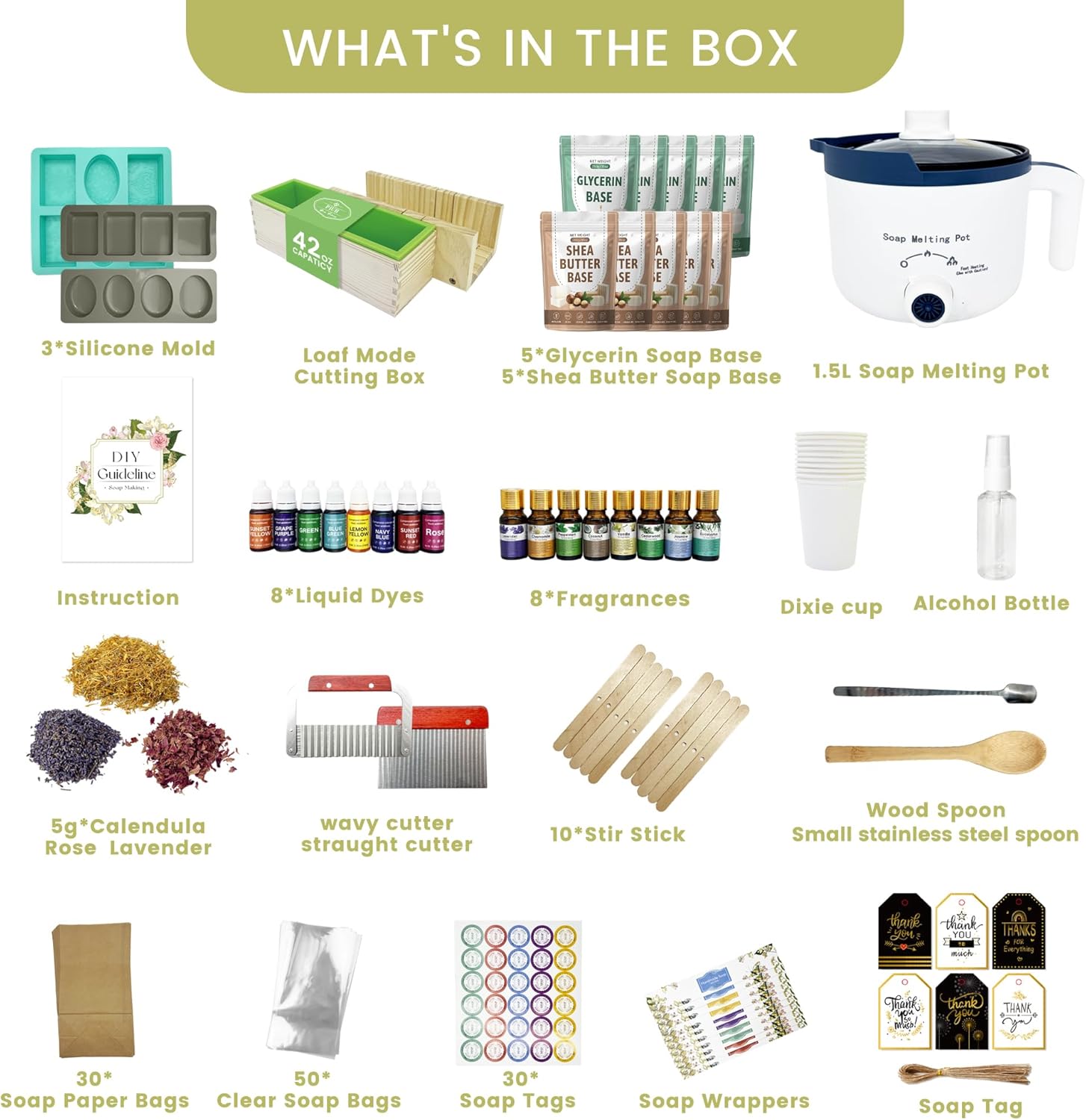 PIUH Deluxe Soap Making Kit for Soap Making, DIY Soaps Making Full Set Kits Includes Soap Melter, 4 lb Soap Base, 8 Essencial Oils, Silicone Loaf Molds & Scraper, Cutters, 8 Dyestuffs for Adults Gift