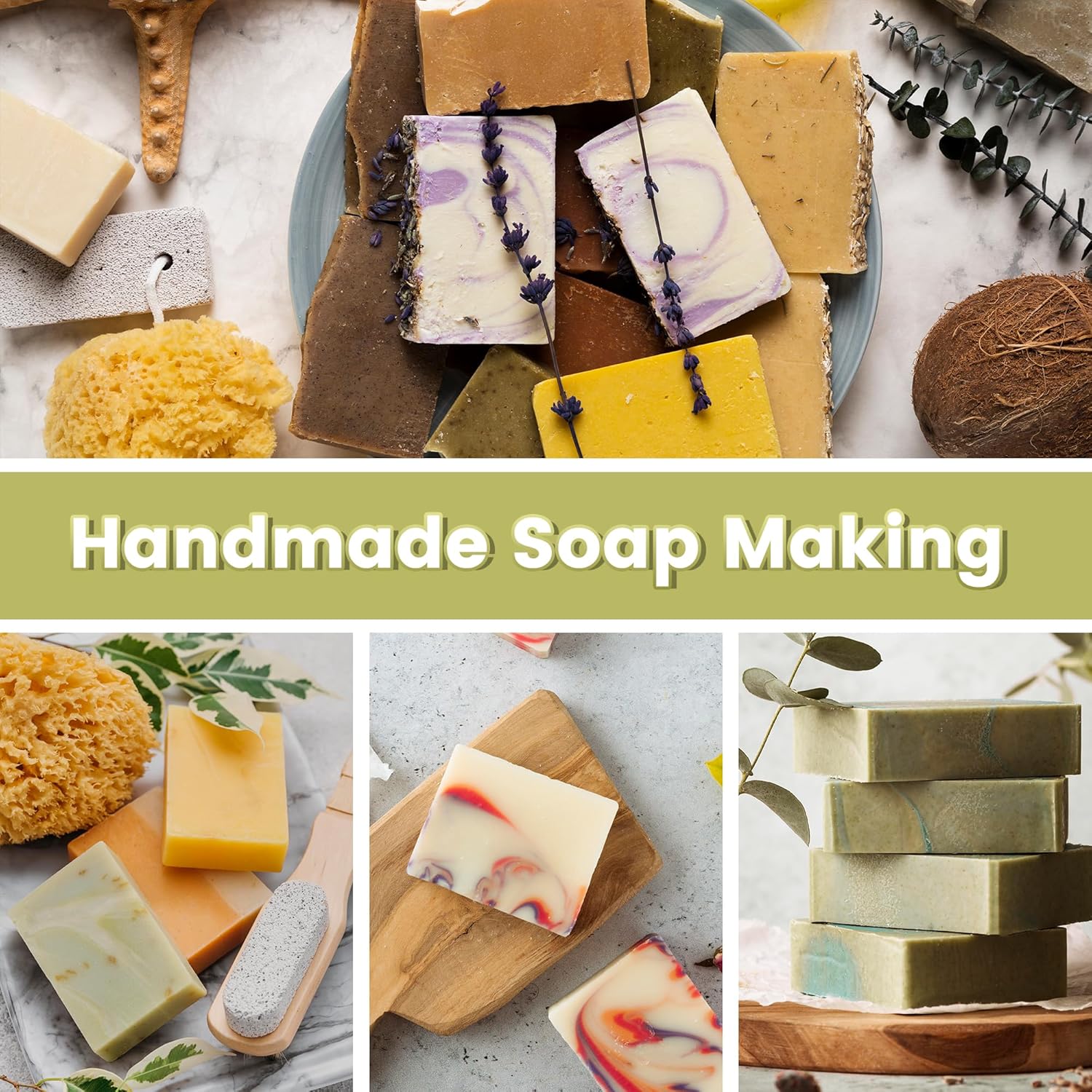 PIUH Deluxe Soap Making Kit for Soap Making, DIY Soaps Making Full Set Kits Includes Soap Melter, 4 lb Soap Base, 8 Essencial Oils, Silicone Loaf Molds & Scraper, Cutters, 8 Dyestuffs for Adults Gift - Image 6