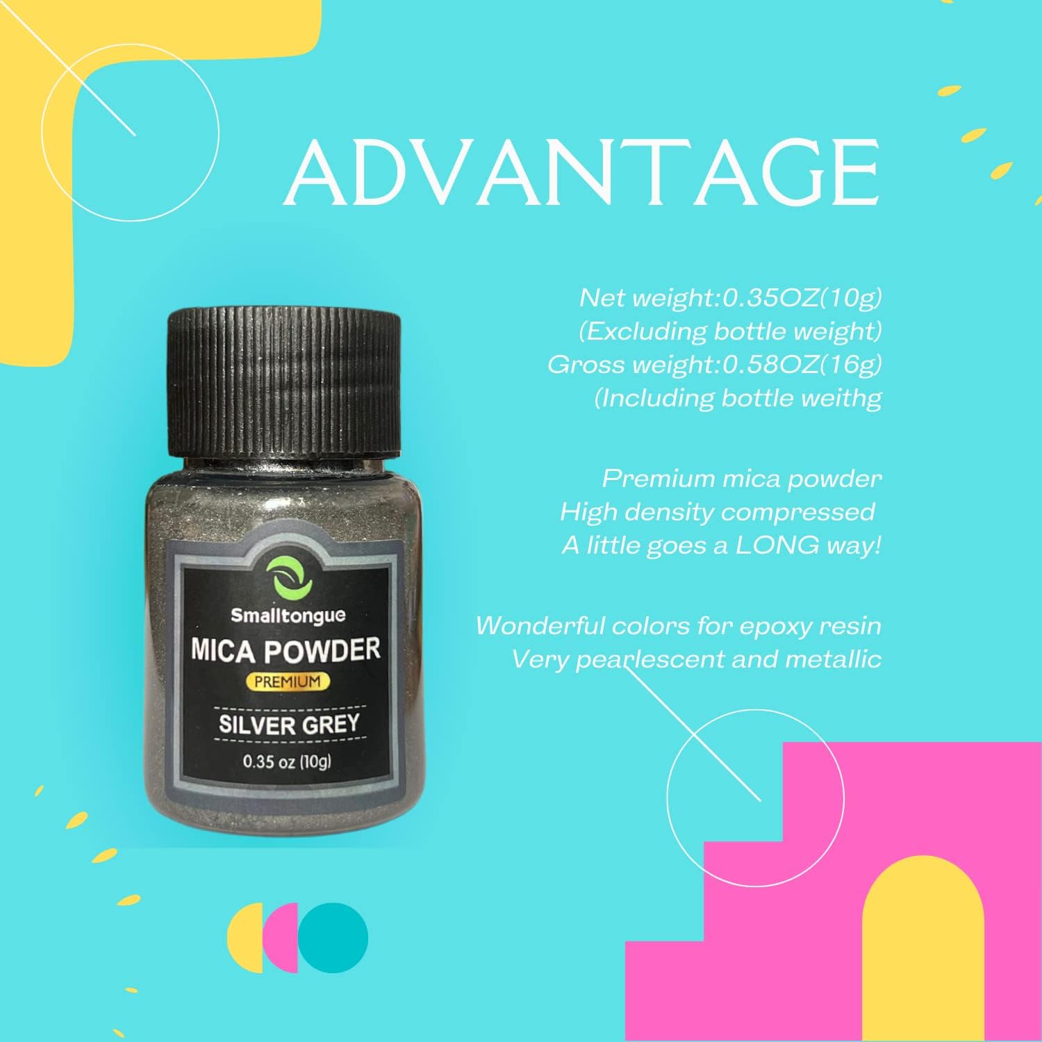 Smalltongue Mica Powder for Epoxy Resin, 36 Colors, 0.35 oz(10g) Bottles Mica Glitter, Pigment for Lip Gloss, Soap Making, Bath Bomb, Art Crafts, Resin Dye, Nails - Image 4