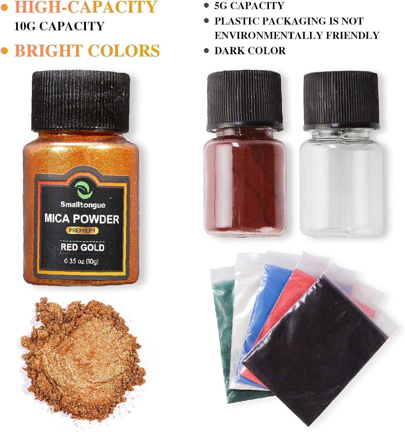 Smalltongue Mica Powder for Epoxy Resin, 36 Colors, 0.35 oz(10g) Bottles Mica Glitter, Pigment for Lip Gloss, Soap Making, Bath Bomb, Art Crafts, Resin Dye, Nails - Image 5