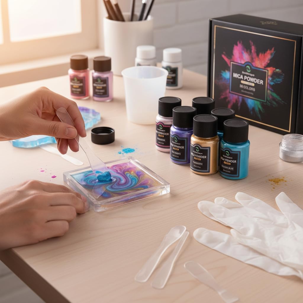 Smalltongue Mica Powder for Epoxy Resin, 36 Colors, 0.35 oz(10g) Bottles Mica Glitter, Pigment for Lip Gloss, Soap Making, Bath Bomb, Art Crafts, Resin Dye, Nails - Image 7