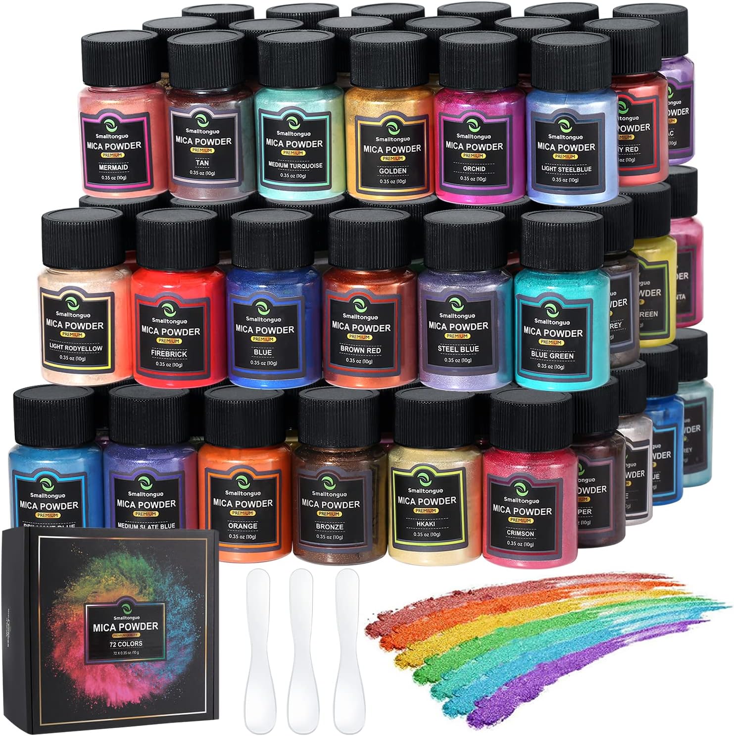 Smalltongue Mica Powder for Epoxy Resin, 36 Colors, 0.35 oz(10g) Bottles Mica Glitter, Pigment for Lip Gloss, Soap Making, Bath Bomb, Art Crafts, Resin Dye, Nails - Image 9