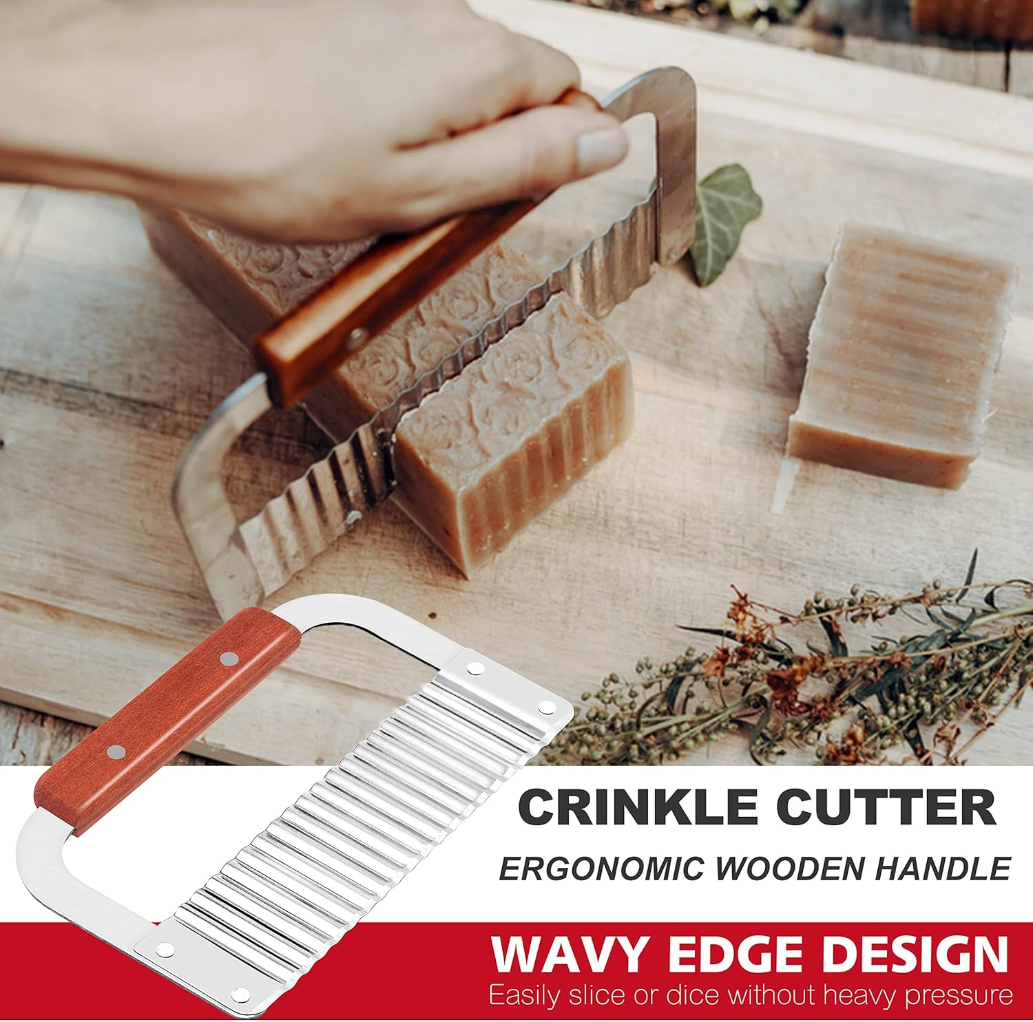 Lerykin 2 pcs Rectangular Soap Molds Kit with Cutters - 42oz Flexible Silicone Loaf Soap Mold with Wooden Box, Stainless Steel Wavy & Straight Scraper for Homemade Craft Soap Making Supplies - Image 6