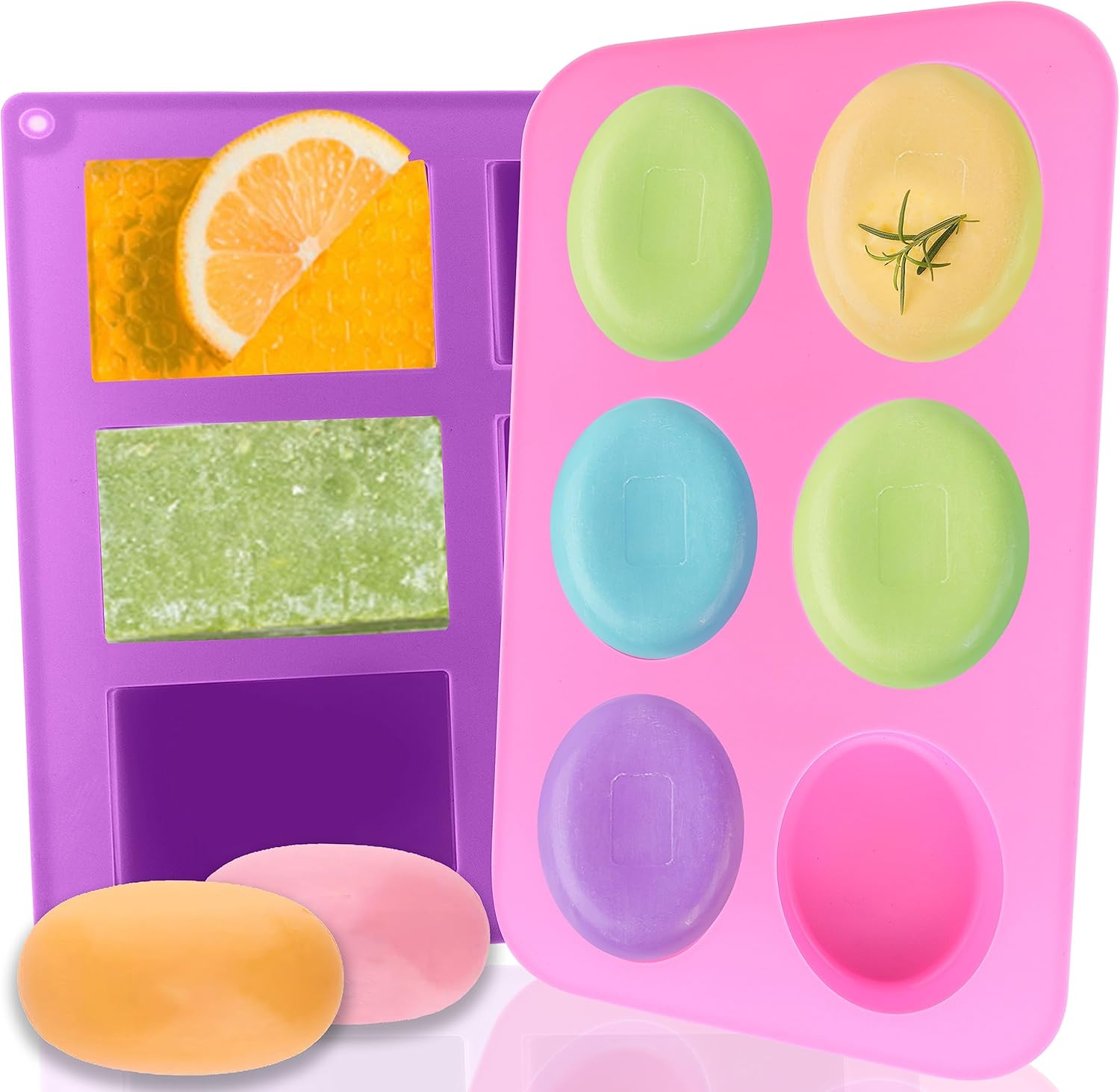 Lerykin 2 pcs Rectangular Soap Molds Kit with Cutters - 42oz Flexible Silicone Loaf Soap Mold with Wooden Box, Stainless Steel Wavy & Straight Scraper for Homemade Craft Soap Making Supplies - Image 8