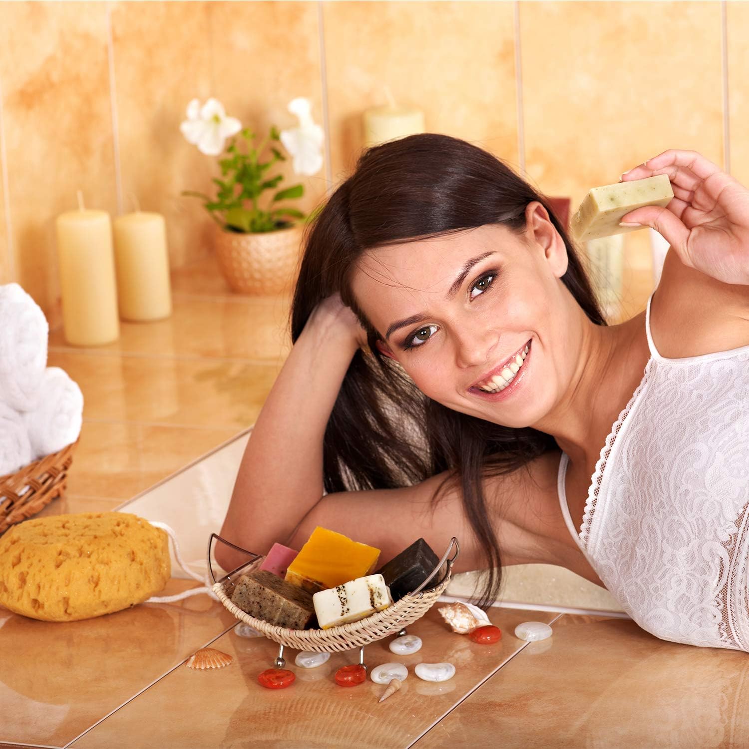 Walfos Silicone Soap Mold - Flexible Rectangular Loaf Mold Comes with Wood Box, Stainless Steel Wavy + Straight Scraper for Soaps Making 42oz