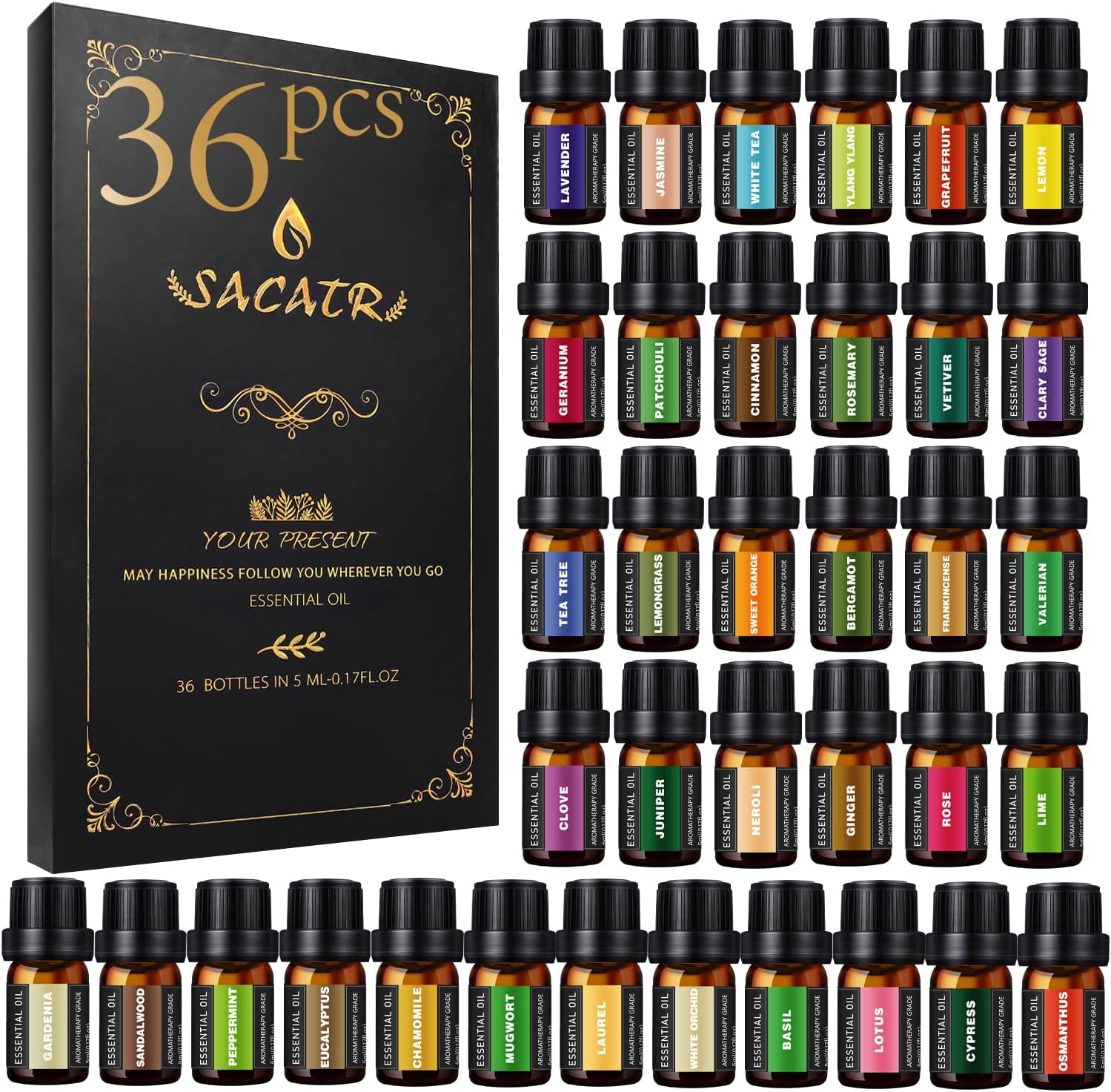 SACATR 60 Bottles Premium Essential Oils Set - Natural Essential Oils for Diffuser, Humidifier, Candle and Soap Making(60x5 ML) - Image 5