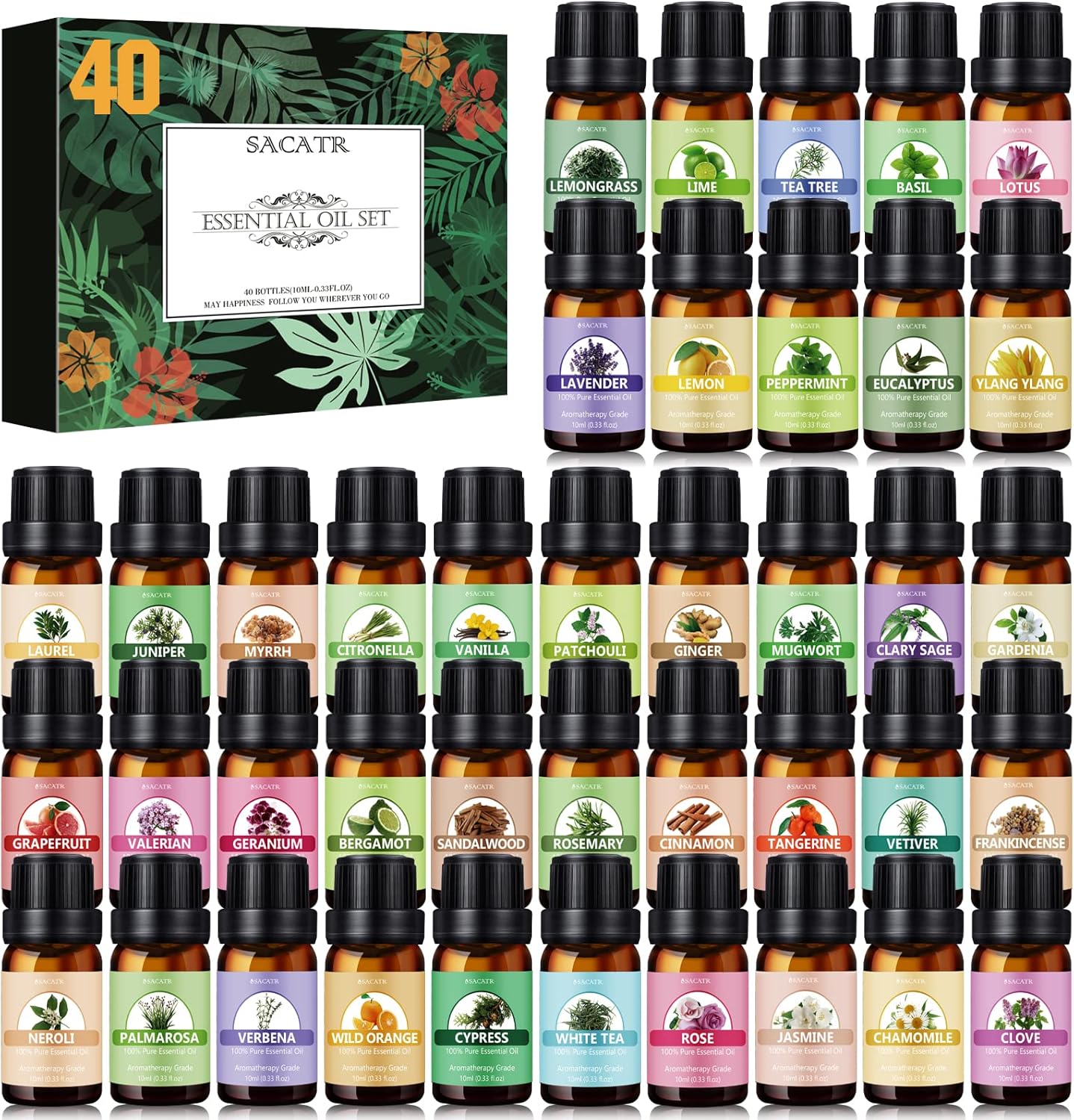 SACATR 60 Bottles Premium Essential Oils Set - Natural Essential Oils for Diffuser, Humidifier, Candle and Soap Making(60x5 ML) - Image 6