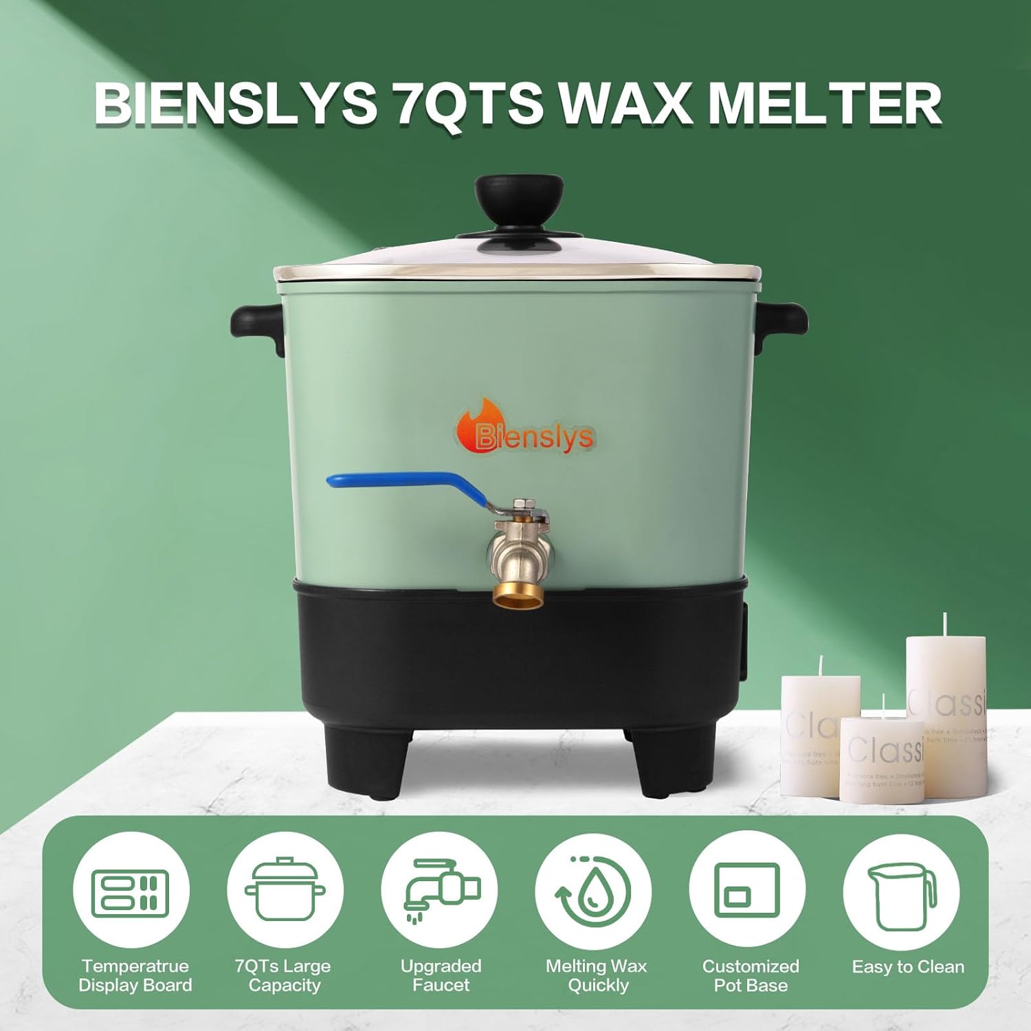 Electric Wax Melter Pot for Candle&Soap Making-Large 7Qts Capacity, Digital Temperature Panel with Spout, Non-Stick, V Bottom for Easy Pour&Clean - Image 3