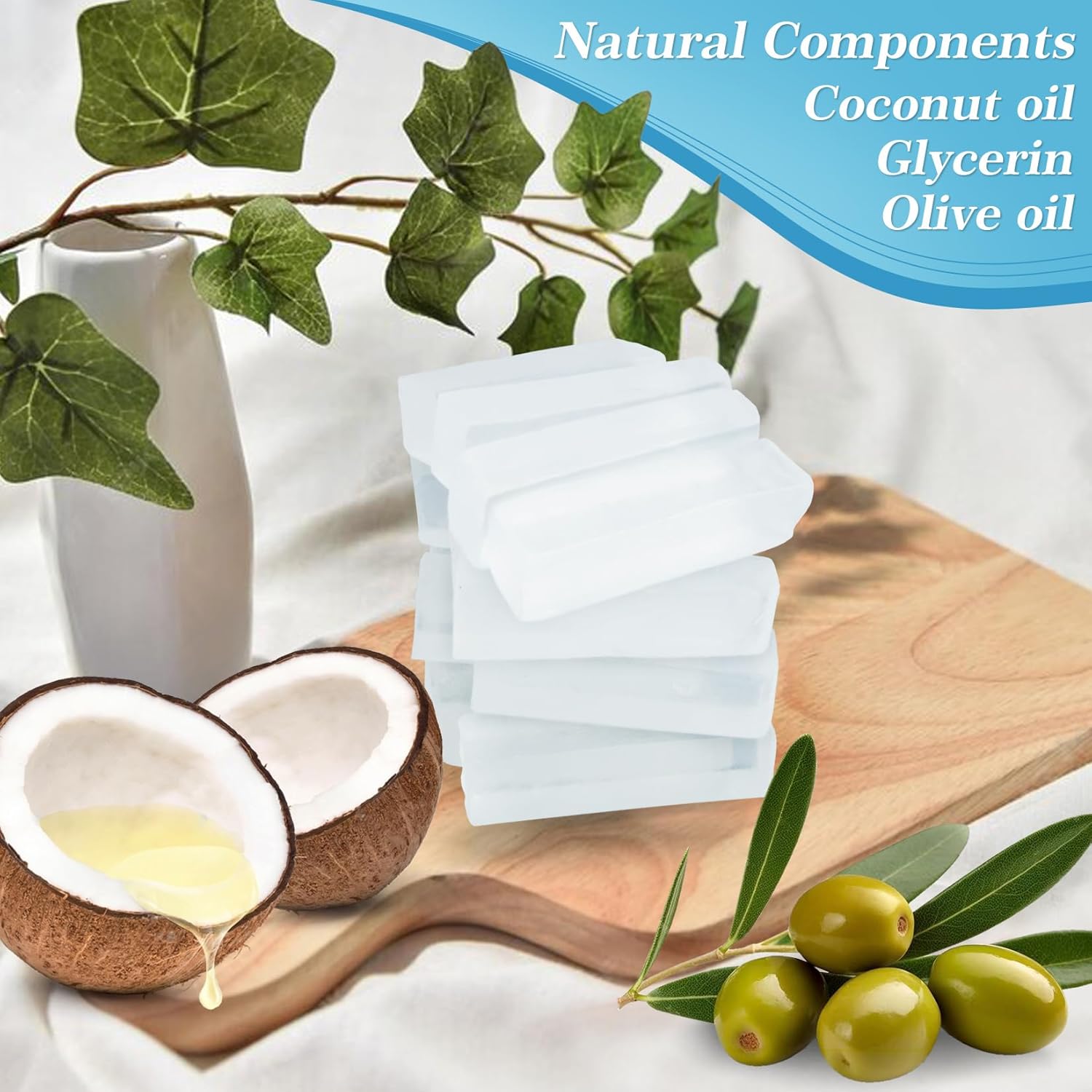 MAQIHAN Soap Base Natural 2LB - Clear Glycerin Base for Soap Making Melt and Pour Organic Glicerina para Hacer Jabones Foaming Additives Odorless Good Cleaning Ability Soap Making Supplies