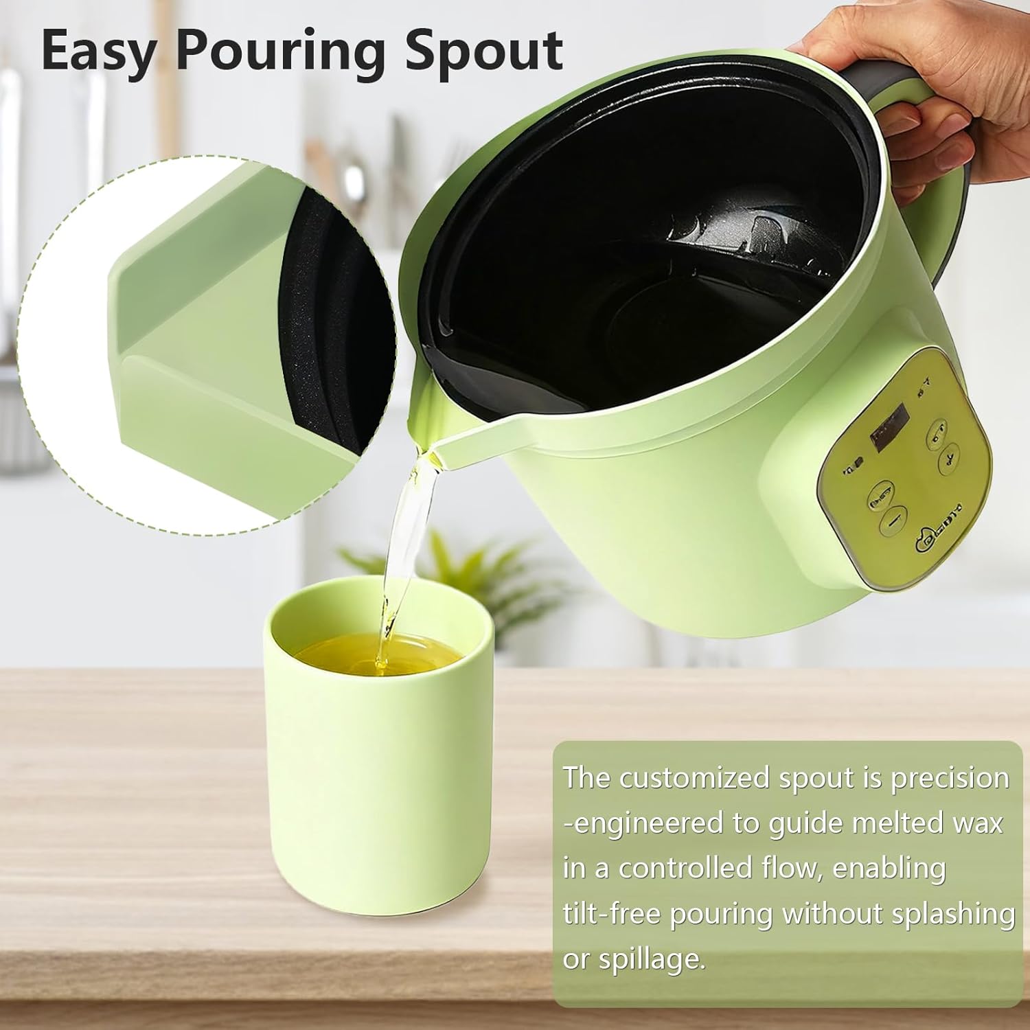 Bienslys Digital Wax Melter Pot, 1.6Qts Electric Candle & Soap Making Warmer with Adjustable Thermostat (90-300°F), Non-Stick Coating & Drip-Free Spout - for Wax Melting, Candle Making, DIY Crafts - Image 5