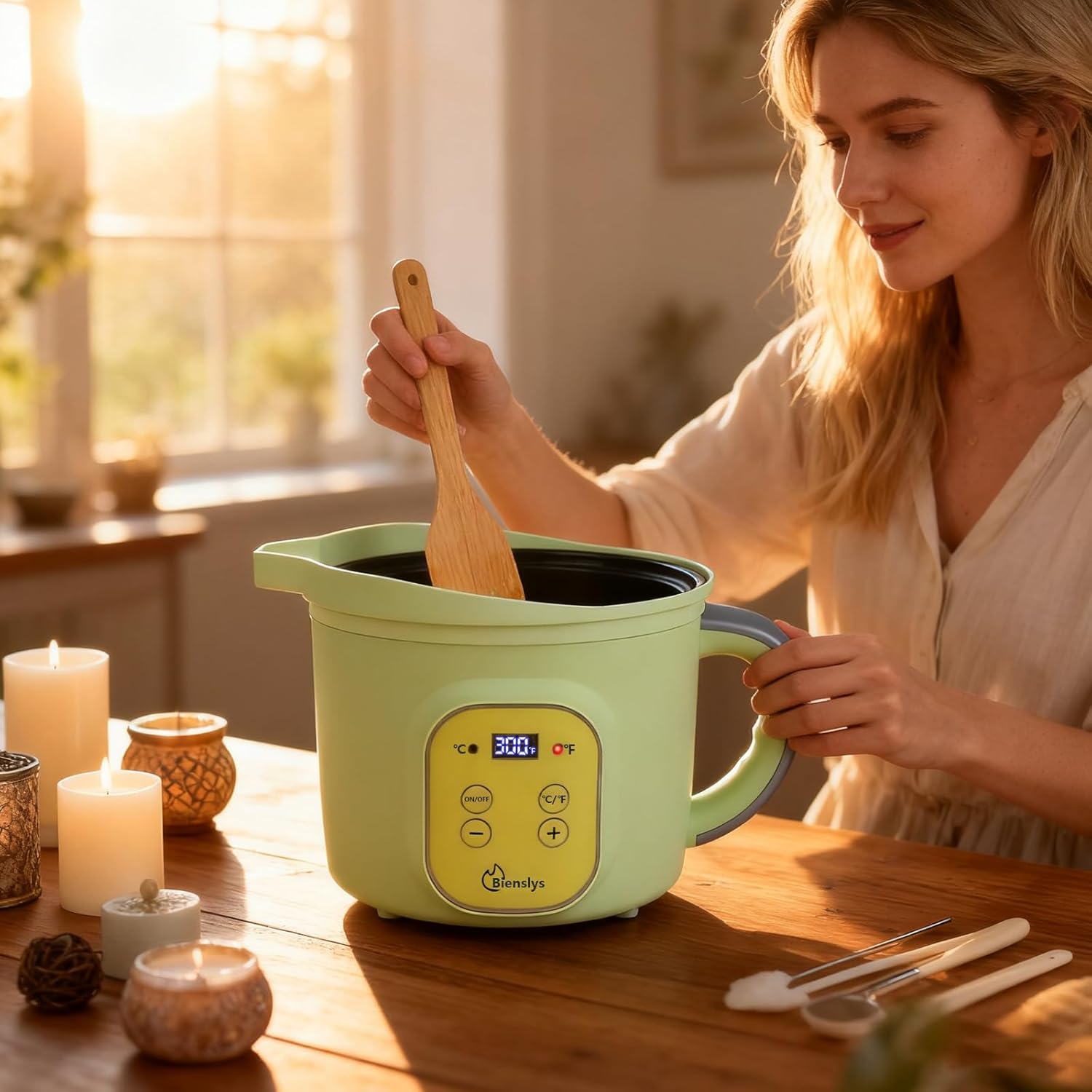 Bienslys Digital Wax Melter Pot, 1.6Qts Electric Candle & Soap Making Warmer with Adjustable Thermostat (90-300°F), Non-Stick Coating & Drip-Free Spout - for Wax Melting, Candle Making, DIY Crafts - Image 6