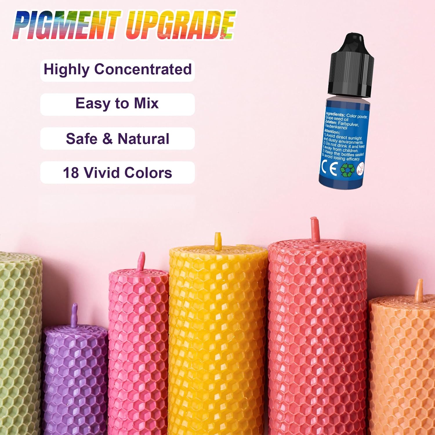 FansArriche Candle Dye - 18 Colors Liquid Oil-Based Dye for Candle Wax, Vivid Candle Color for DIY Candle Making, Highly Concentrated Natural Candle Color - Image 2
