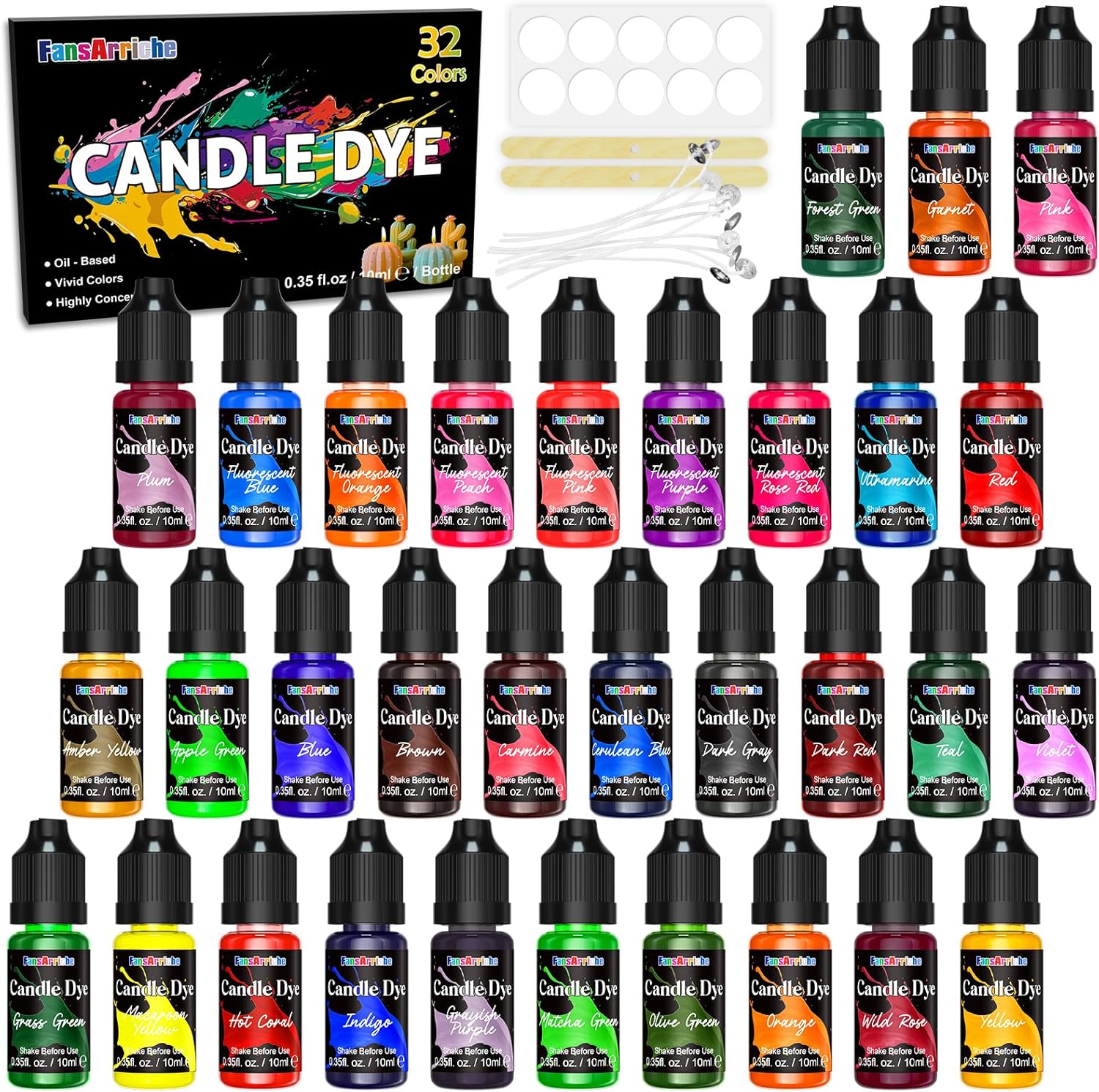 FansArriche Candle Dye - 18 Colors Liquid Oil-Based Dye for Candle Wax, Vivid Candle Color for DIY Candle Making, Highly Concentrated Natural Candle Color - Image 6