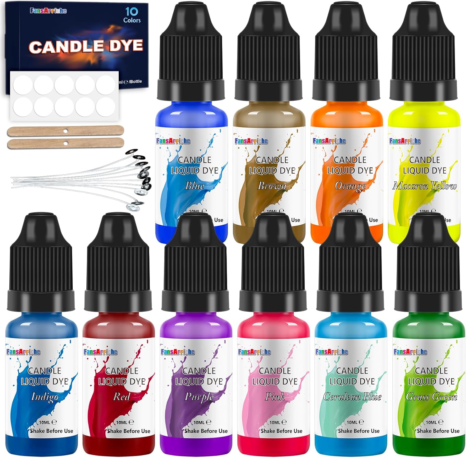 FansArriche Candle Dye - 18 Colors Liquid Oil-Based Dye for Candle Wax, Vivid Candle Color for DIY Candle Making, Highly Concentrated Natural Candle Color - Image 8