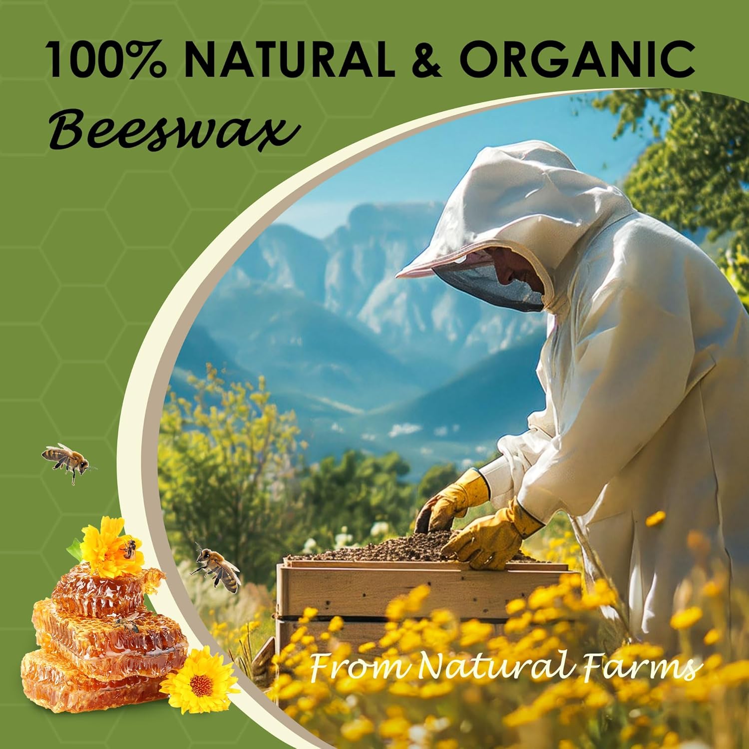 VIPwax White Beeswax Pellets 1LB, Natural Organic Beeswax, Beeswax for Candle Making, Body, Skin Care DIY, Lip Balm and Soap Making Supplies