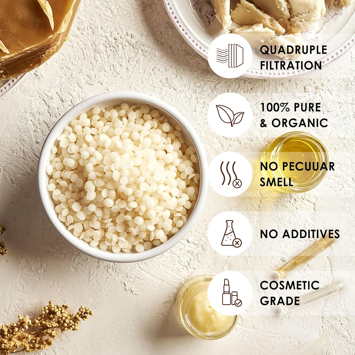 VIPwax White Beeswax Pellets 1LB, Natural Organic Beeswax, Beeswax for Candle Making, Body, Skin Care DIY, Lip Balm and Soap Making Supplies - Image 3