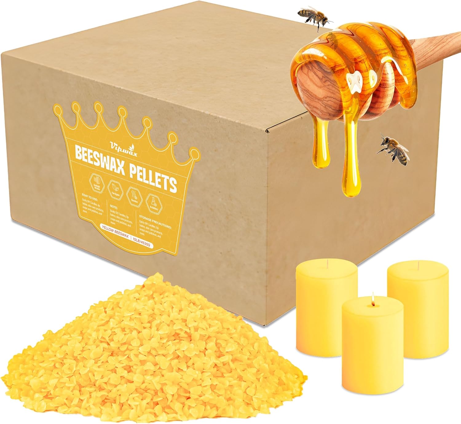 VIPwax White Beeswax Pellets 1LB, Natural Organic Beeswax, Beeswax for Candle Making, Body, Skin Care DIY, Lip Balm and Soap Making Supplies - Image 7