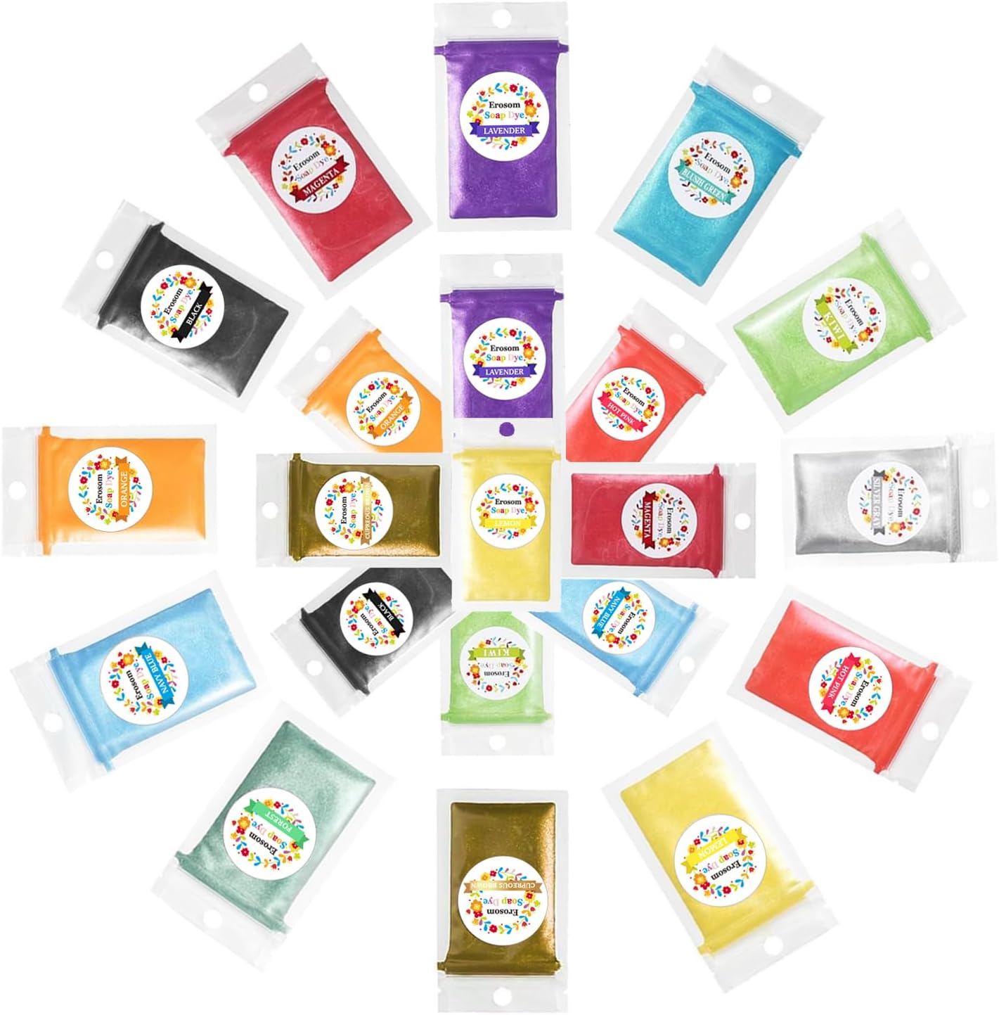 12 Colors Mica Powder Pigments Soap Dye for Soap Coloring - Soap Making Colorants Set - 0.18oz 12 Bags - Skin Safe for DIY Soaps, Bath Bombs, Candle Making, Nail Polishes, Resin Makeup Dye.