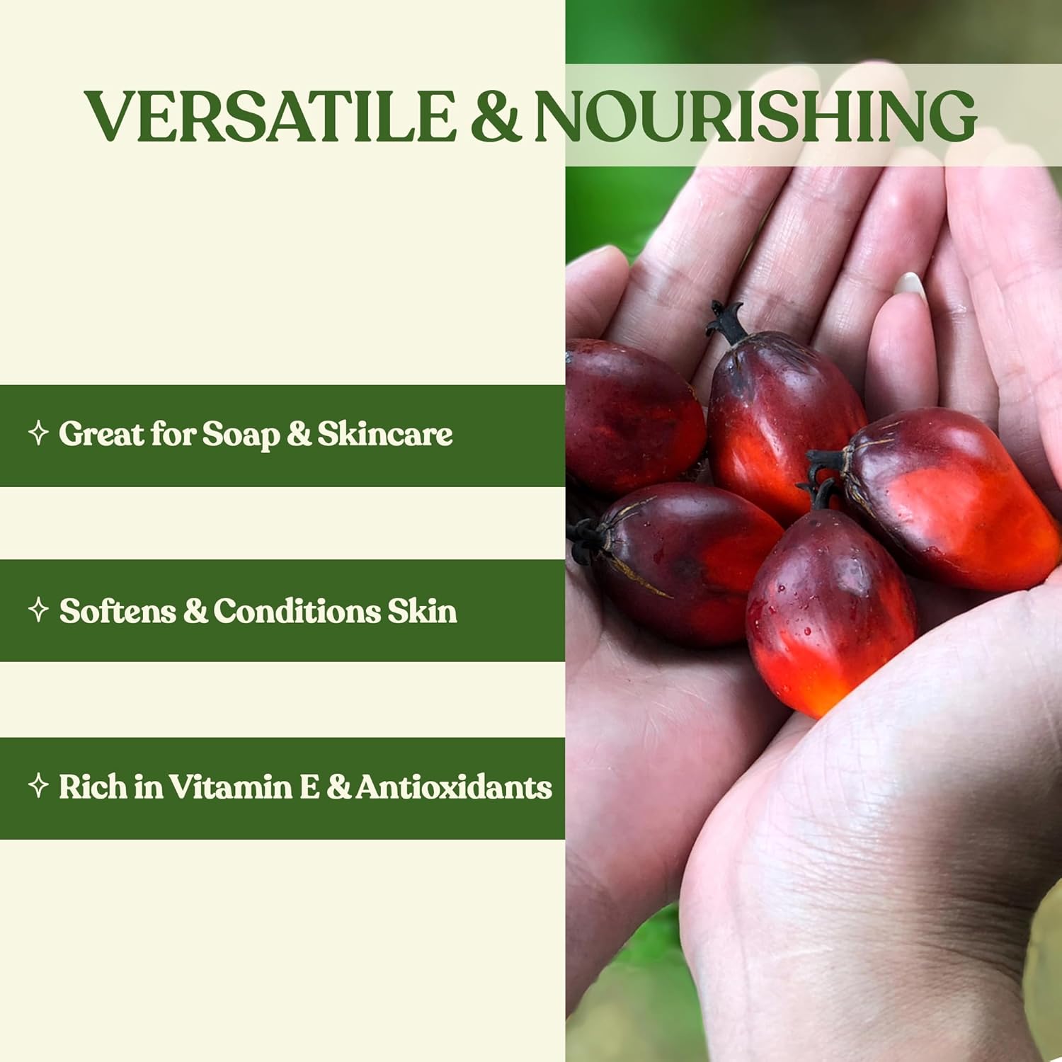 Soapeauty Palm Oil RBD u2013 100% Pure, Cold-Pressed, Non-Hydrogenated & Sustainable for DIY Soap, Creams & Lotions u2013 Rich in Vitamin E u2013 32 fl oz