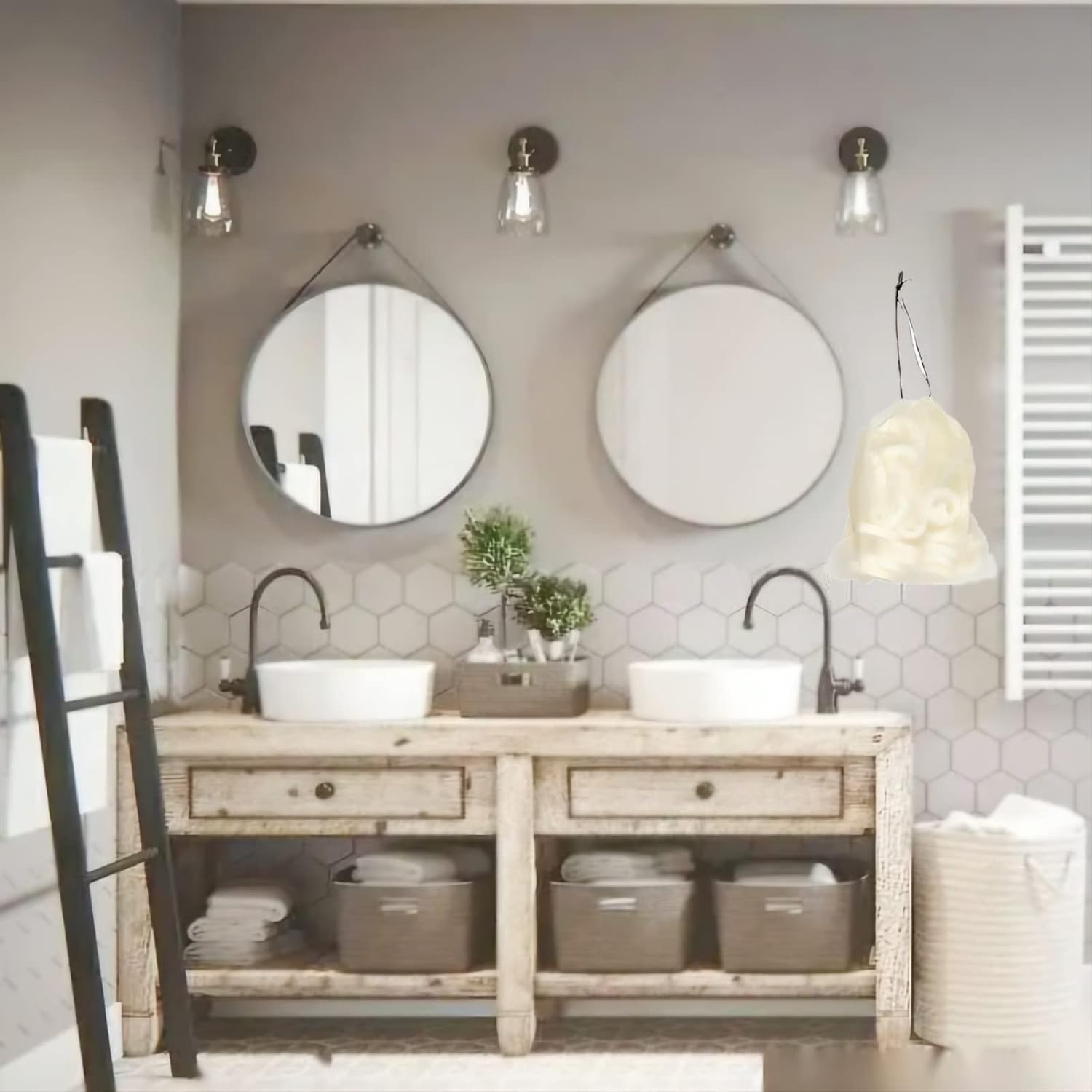 50Pcs Natural Loofah Slice of 1.96inch, Reusable Natural Loofah Cuts for Cleaner Sponge Scrubber, Facial Soap Holder and DIY Customize Soap Tools, with 3Pcs Exfoliating Loofah Pad and 1 Storage Bag - Image 4