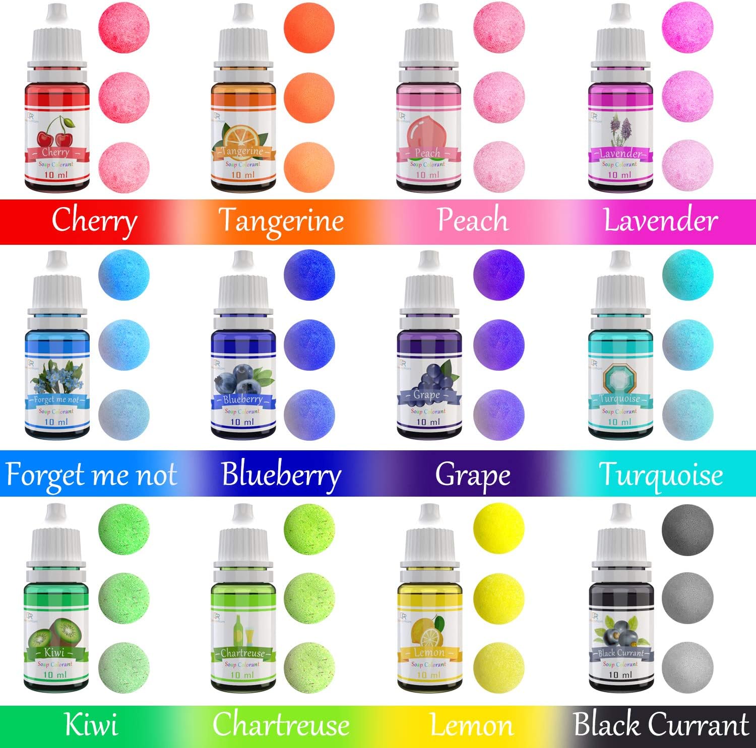 Bath Bomb Mold Set with Soap Colorant, Shrink Wrap Bags - Skin Safe Food Grade Soap Dye for Bath Bomb Making Supplies Kit - Liquid Dye for CP M&P Soap Coloring, Crafts - with Instructions Adult Hobby