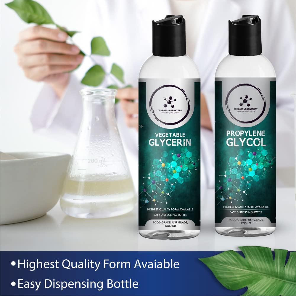 Compass Laboratory Propylene Glycol & Vegetable Glycerin - 500mL Each | USP-Grade, High-Purity Mixing Solutions