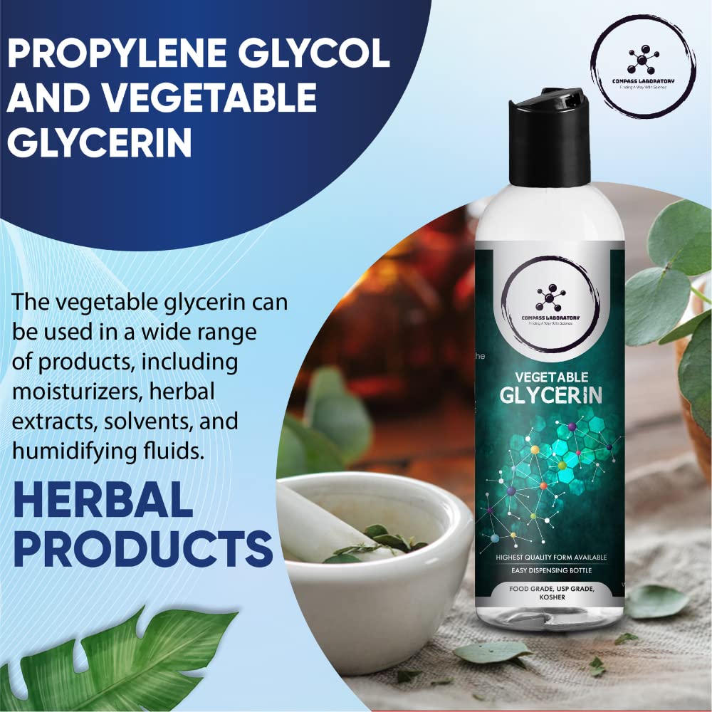 Compass Laboratory Propylene Glycol & Vegetable Glycerin - 500mL Each | USP-Grade, High-Purity Mixing Solutions - Image 3