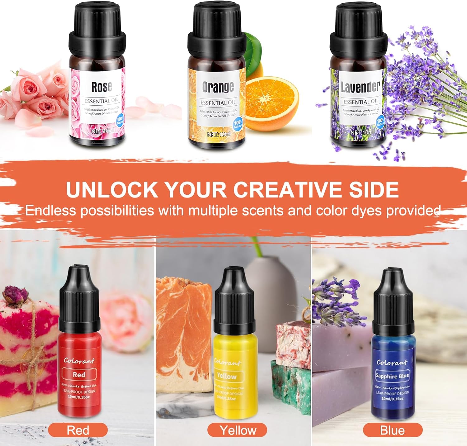 Leerie 3.6Lbs Soap Making Kit with Electronic Hot Plate, 1.6 Lb Glycerin Soap Base, Pouring Pot, Silicon Mold, Spoon,3 Essential Oils for Soap Making,3 Liquid Dyes, Melt & Pour Soap DIY Kits SMK500 - Image 4