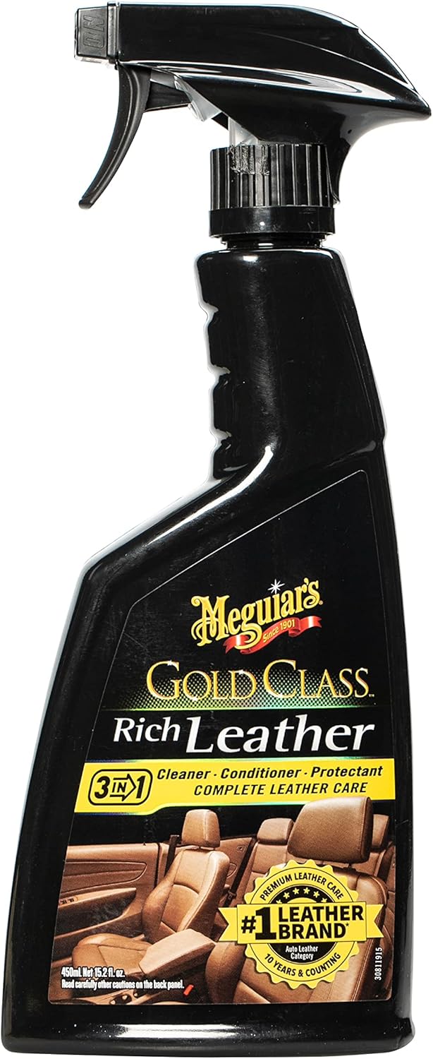Meguiar's Gold Class Rich Leather Cleaner and Conditioner 3-in-1 Spray, Non-Greasy Car Leather Cleaner and Conditioner Treatment with Advanced UV Protection, 15.2 Oz Spray Bottle