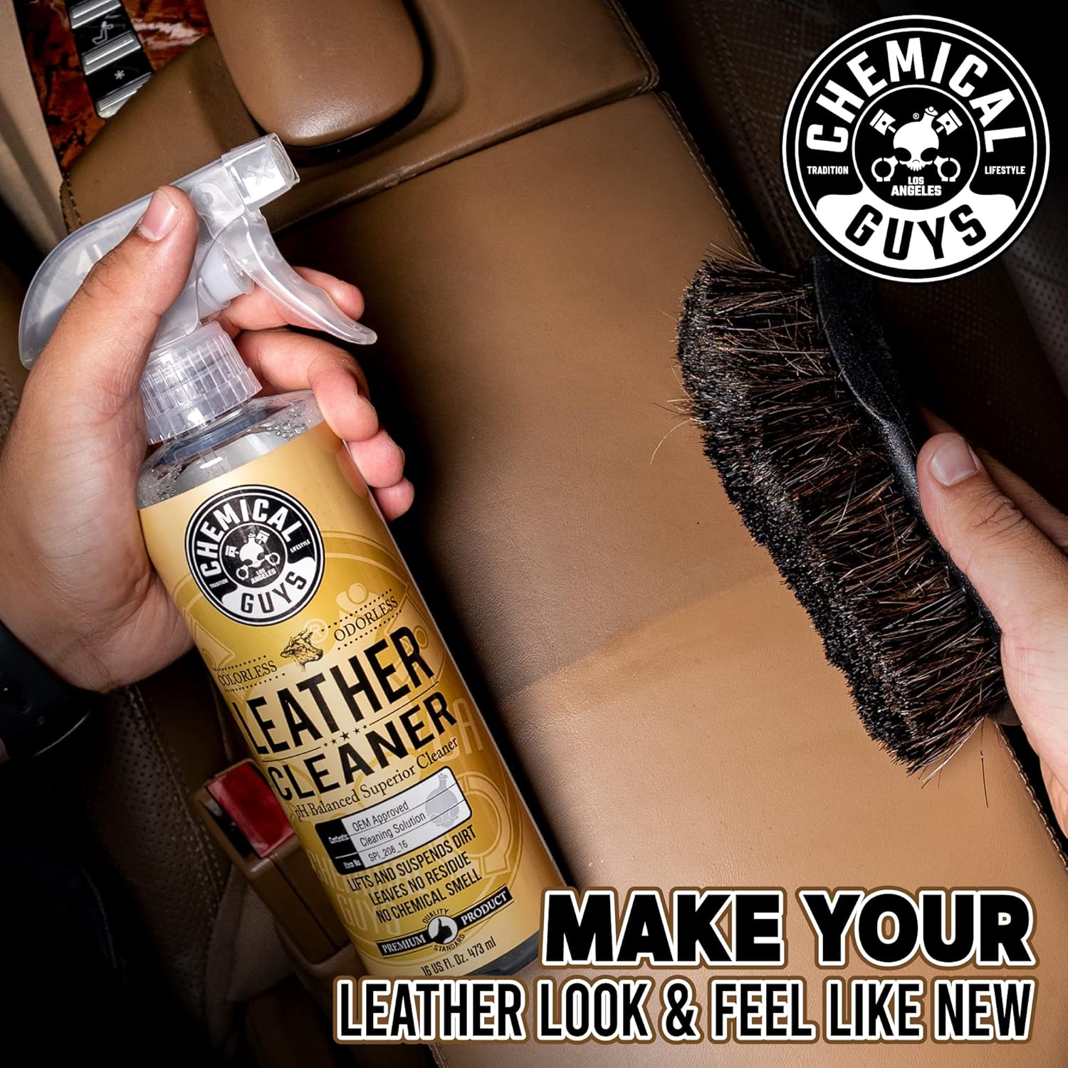 Alternative view of Chemical Guys Colorless and Odorless Leather Cleaner - Safe for Natural, Synthetic, Faux, and Pleather, Car Interior Cleaner, Safe for Furniture, Boots, Apparel, & More - 16 oz