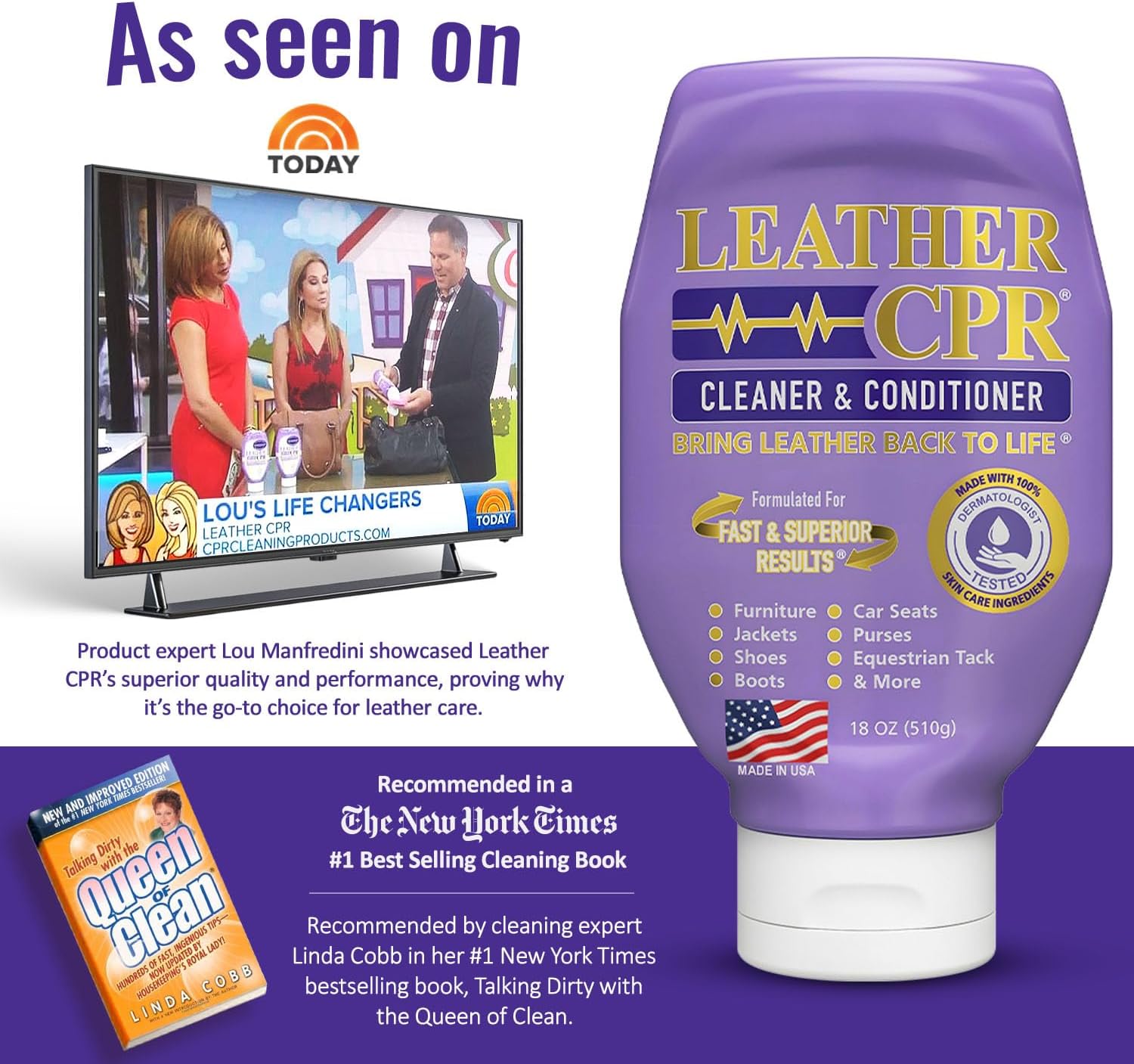 Alternative view of Leather CPR Cleaner & Conditioner 18oz - Cleans, Conditions, Restores & Protects Leather Furniture, Handbags, Car Seats, Interior, Jackets, Boots, Purses, Shoes, Couch, Saddles, Tack & More