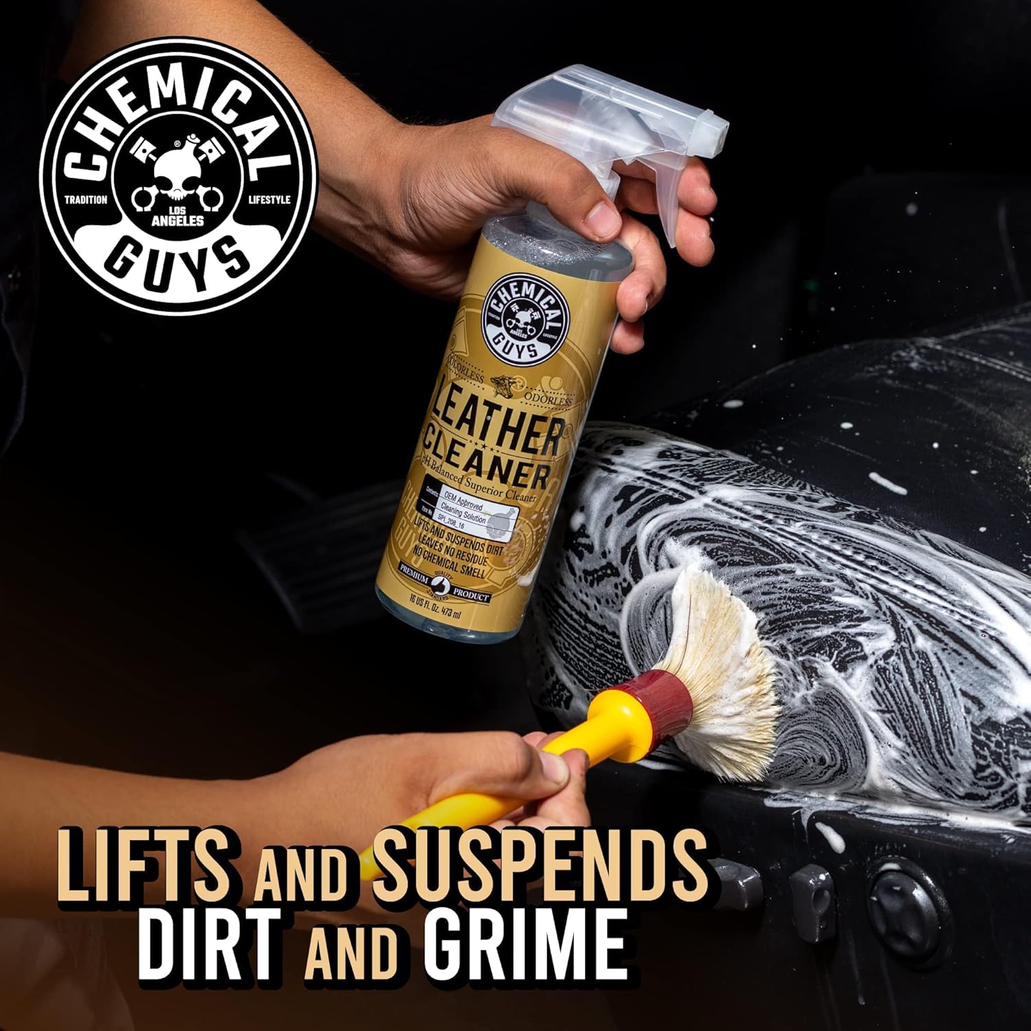 Chemical Guys Leather Cleaner and Conditioner Kit - Car Cleaner and Conditioner, Safely Cleans & Conditions Leather Car Interiors, Furniture, Shoes, Boots, Bags, Apparel & More, 2 Bottles (16 oz Each)
