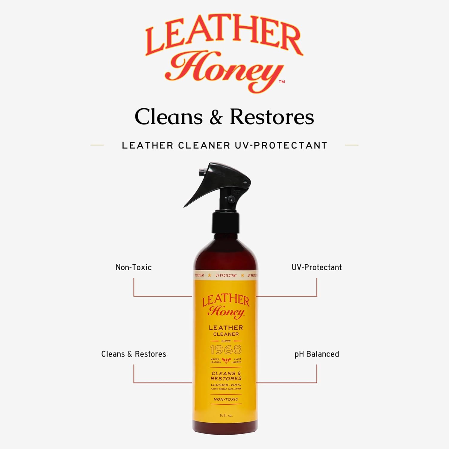 Alternative view of Leather Honey Leather Cleaner Spray: UV Protectant, Non-Toxic & Made in the USA Since 1968. Cleans & Protects Leather, Faux & Vinyl - Couches, Car Seats, Purses, Shoes, Bags & Tack. Safe for Any Color