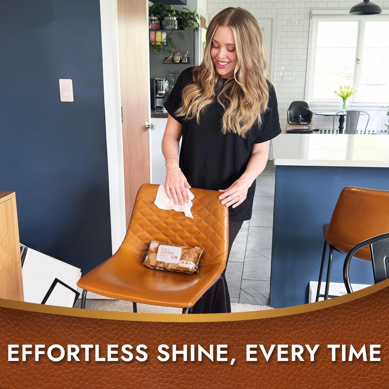 Alternative view of Air Jungles 3in1 Leather Cleaner Wipes 70 Count, Extra Large 8" x 10" Size, Clean Condition Protect Wipes for Vinyl and Leather Apparel Furniture Auto Car Interior Shoes Boots Bags