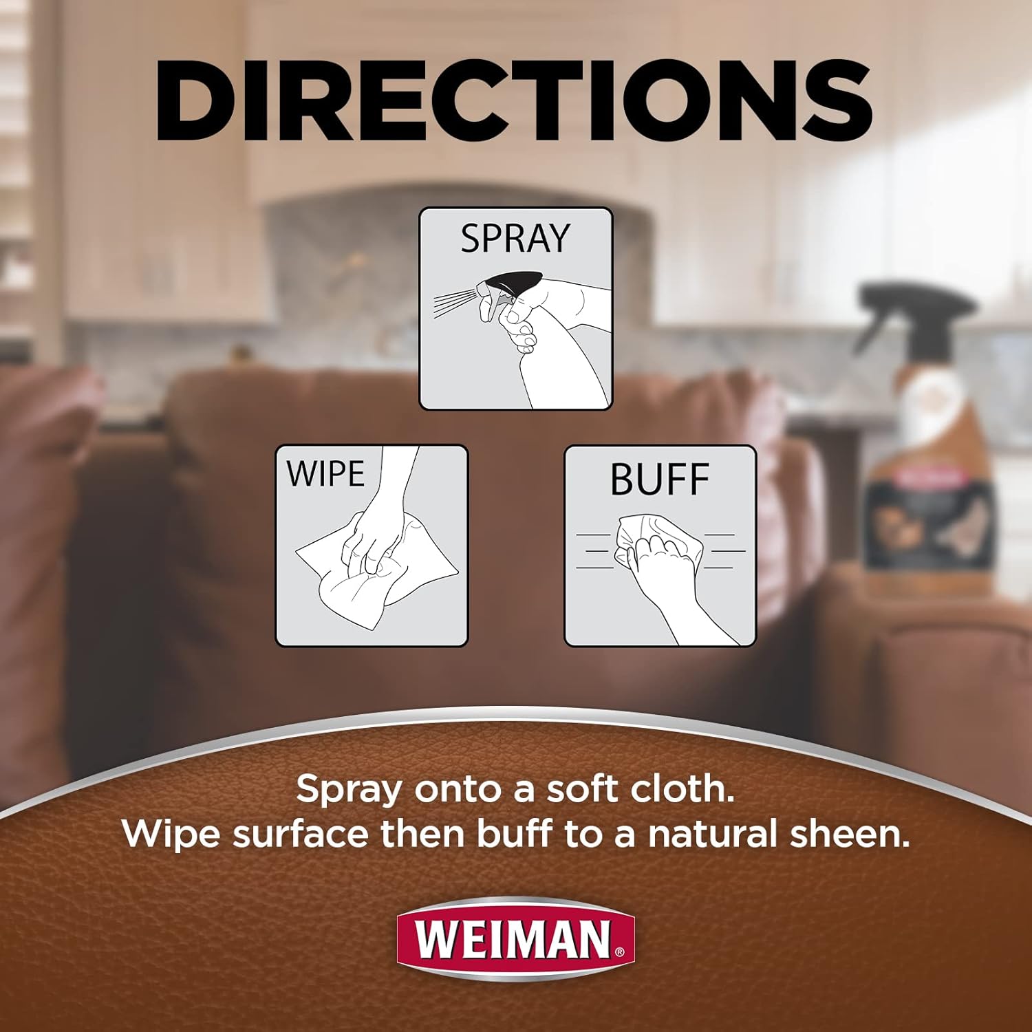 Alternative view of Weiman Leather Cleaner, Polish and Conditioner for Furniture, Car, Purses, Shoes, Boots and Couches- Micro Fiber Towel Included, 22oz