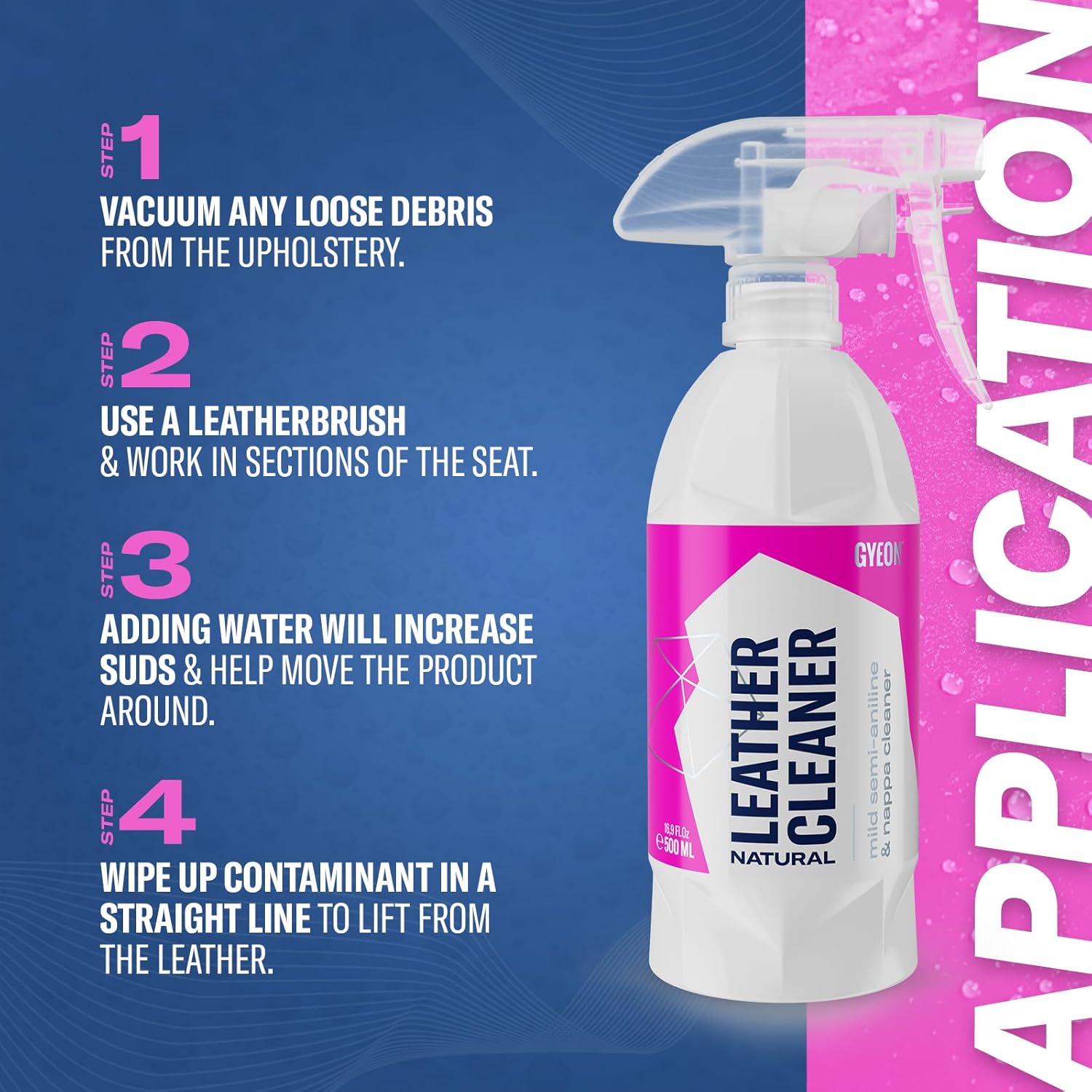 GYEON LeatherCleaner Natural – Mild pH-Balanced Leather Cleaner for Semi-Aniline & Nappa Leather – Removes Oily Residue, Discoloration & Dirt – No Residue Formula for Luxury Interior Detailing Prep