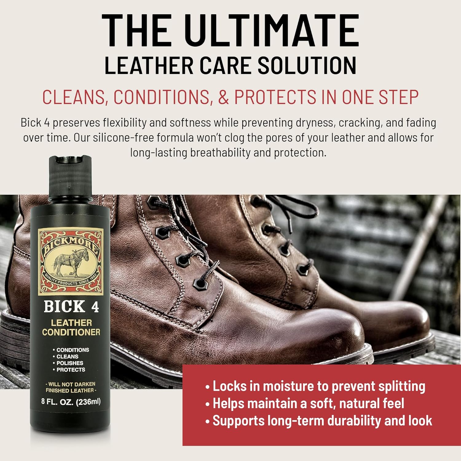 Alternative view of Bickmore Bick 4 Leather Conditioner 8 oz - Cleaner & Conditioner - Restore Polish & Protect All Smooth Finished Leathers