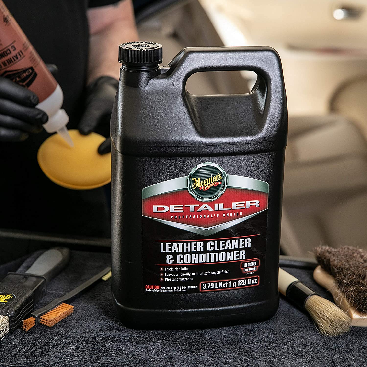 Meguiar’s Professional Leather Cleaner & Conditioner D18001 - 1 Gallon Leather Cleaner & Conditioner Specifically Formulated for Automotive Leather Care, Delivers Professional Results, 128 Oz - Image 3