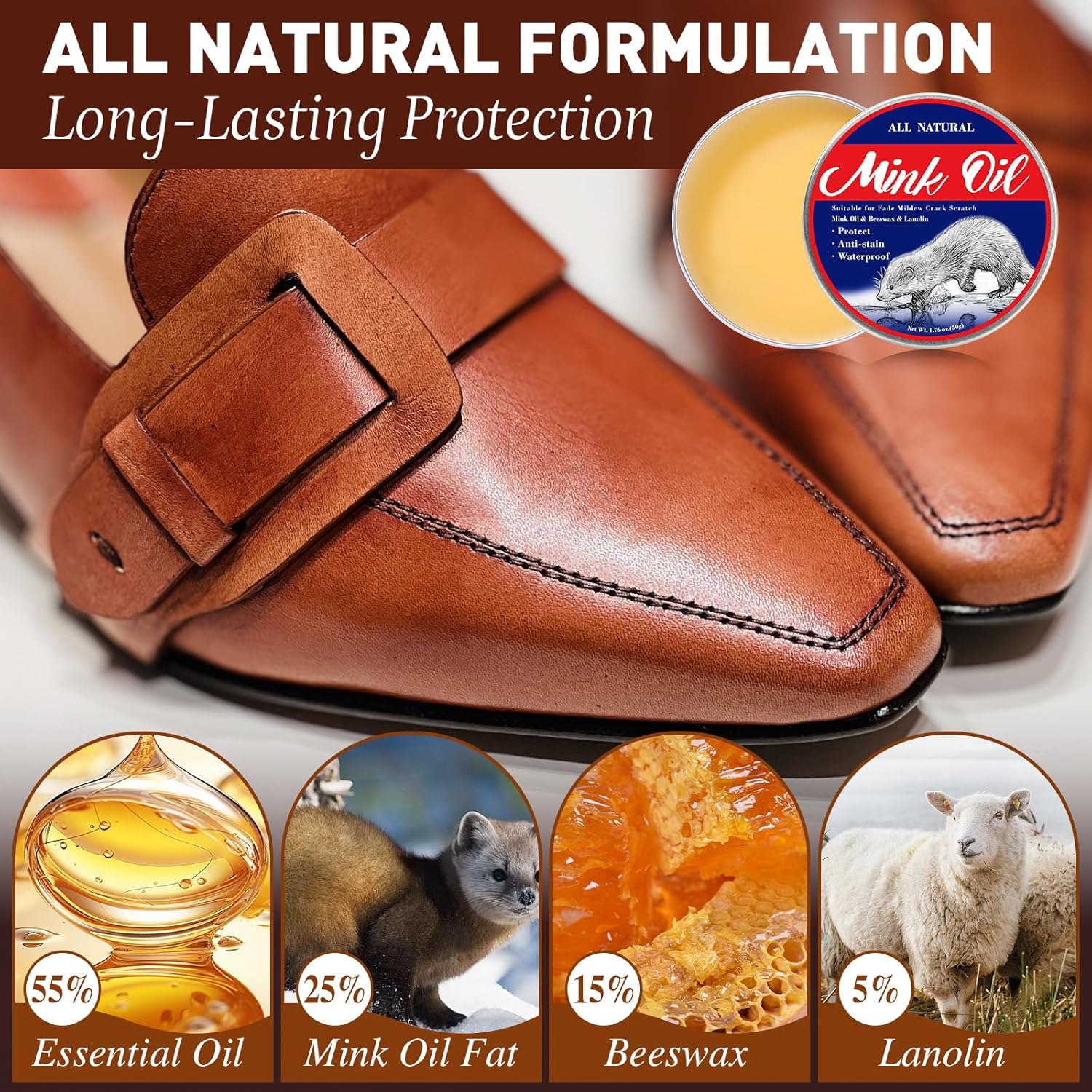 Alternative view of 6in1 Mink Oil, 3.52 OZ Mink Oil for Leather Boots,Leather Conditioner and Cleaner,Leather Boot Care Kit for Leather Shoes Boots Couches Jackets Gloves Car Seats Hats Saddles and Harnesses