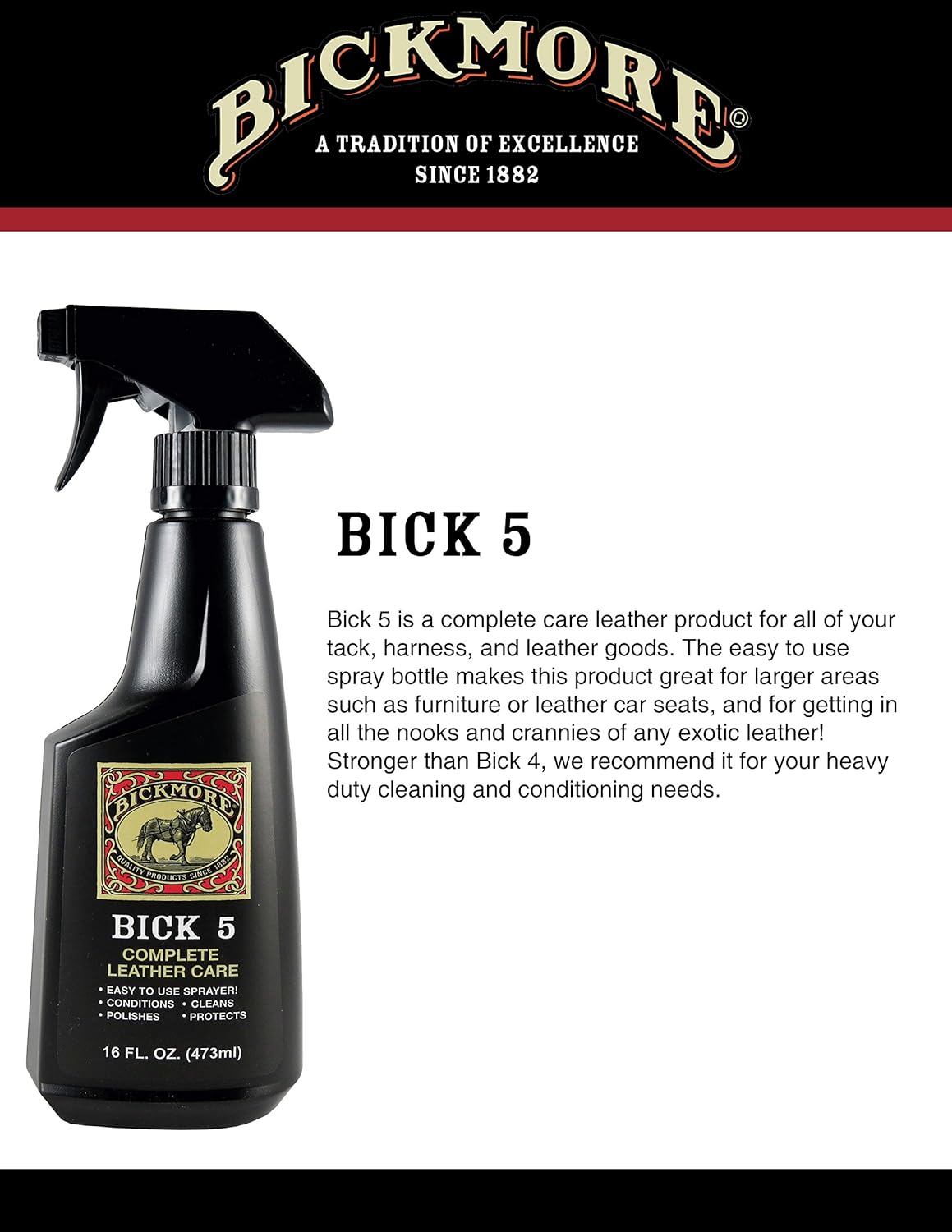 Alternative view of Bick 5 Leather Cleaner Conditioner Spray 16 fl oz, For All Leather Goods, USA Made